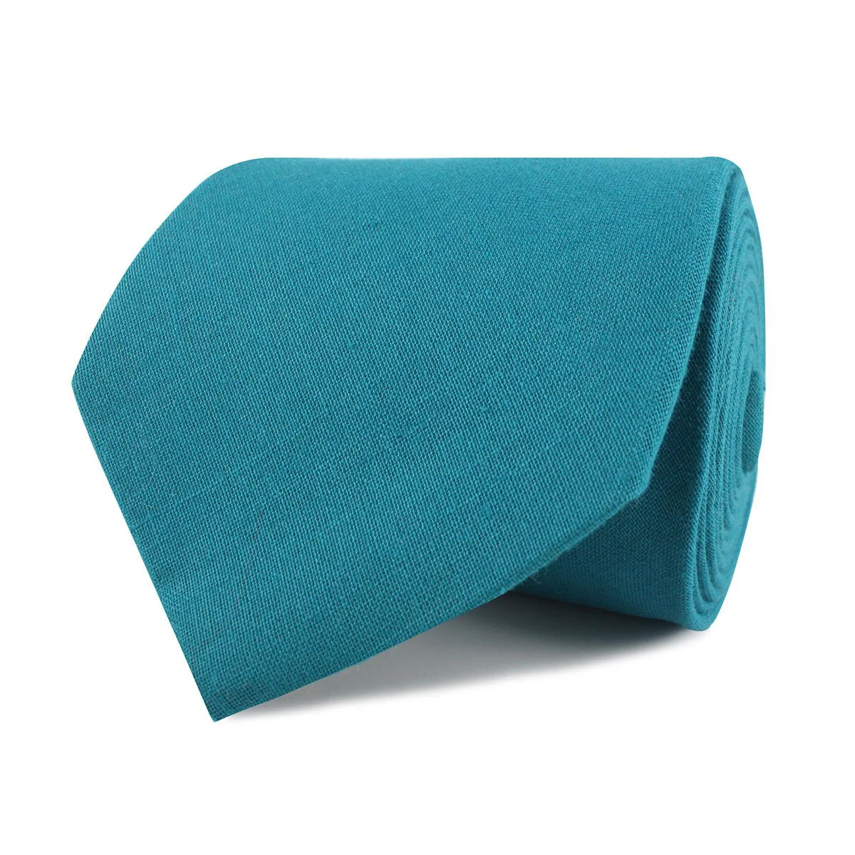 Teal Slub Linen Necktie - Image 2