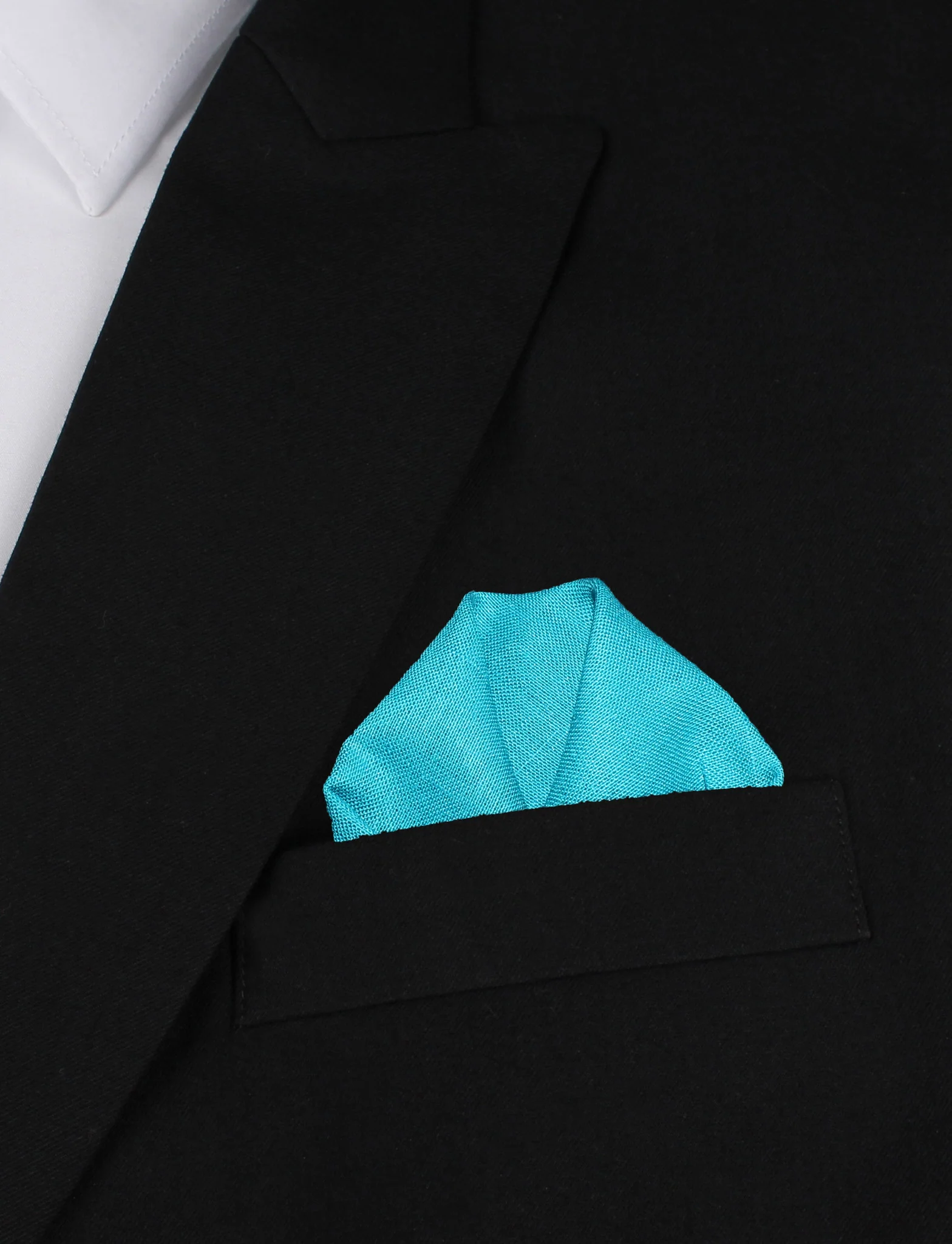 Teal Slub Linen Pocket Square - Image 4
