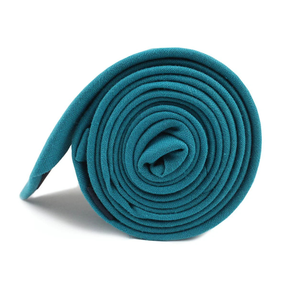 Teal Slub Linen Skinny Tie - Image 3