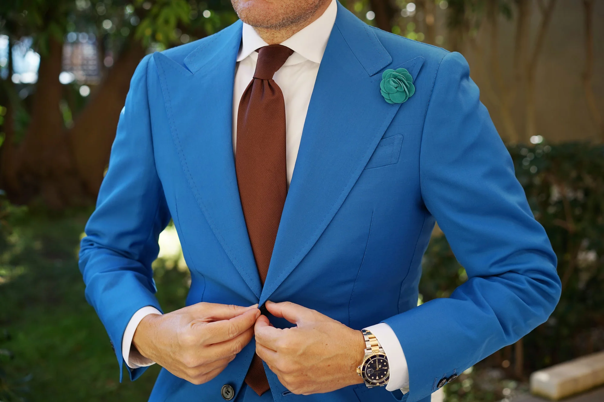 Teal Velvet Lapel Flower - Image 3