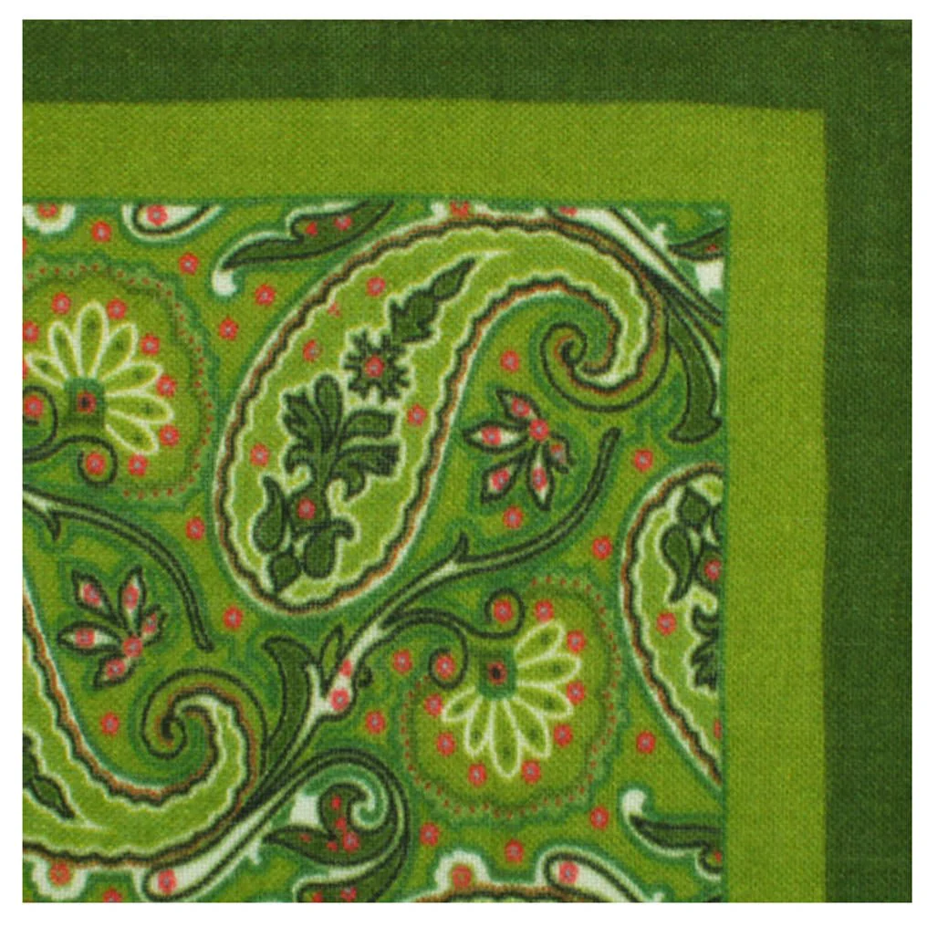 The Duke Green Paisley Wool Pocket Square - Image 3