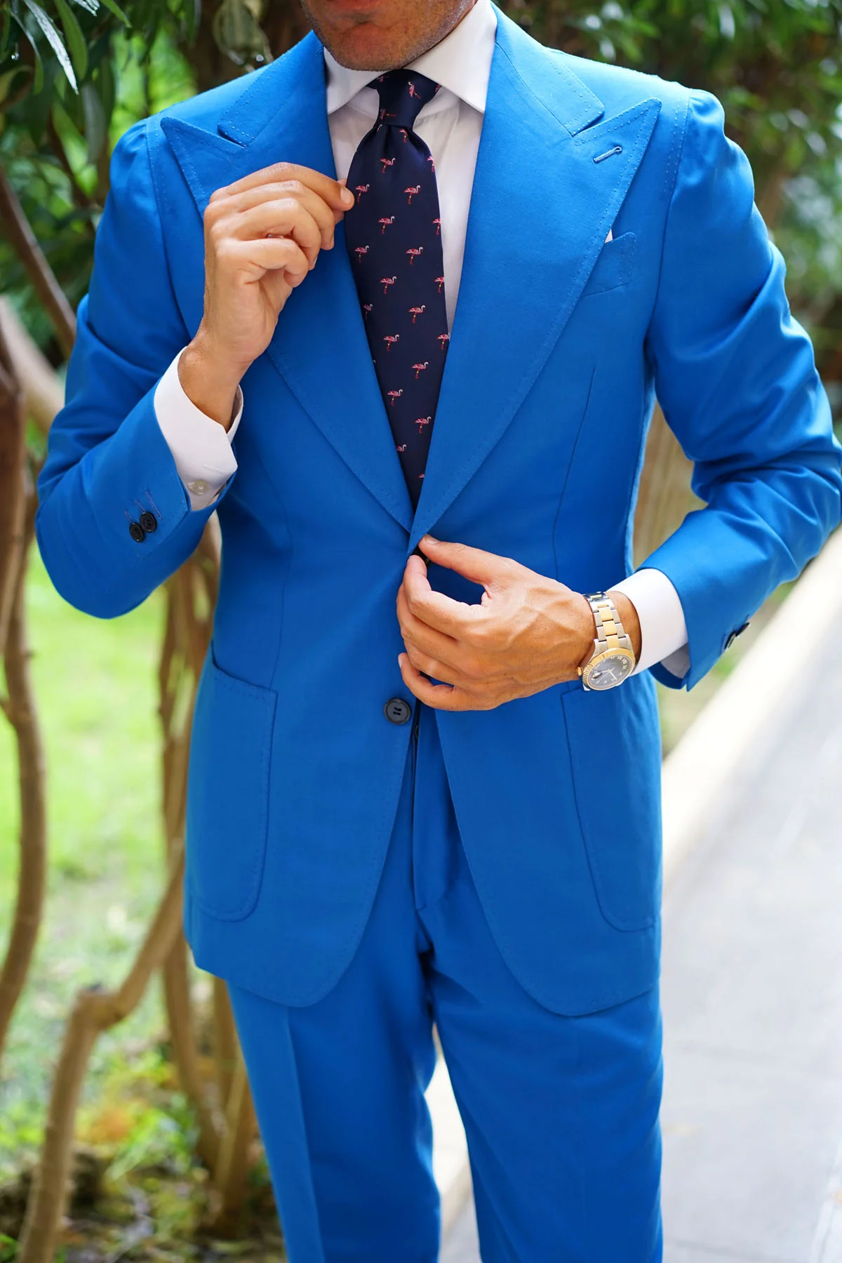 The Navy Blue Pink Flamingo Necktie - Image 10