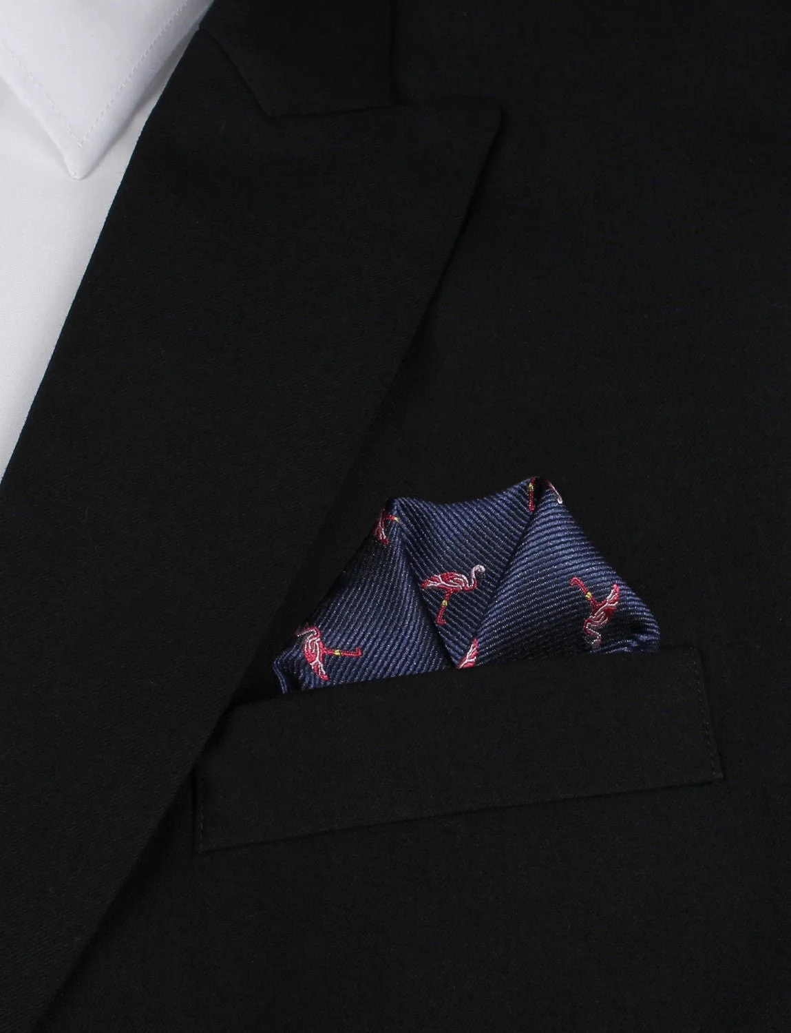 The Navy Blue Pink Flamingo Pocket Square - Image 4