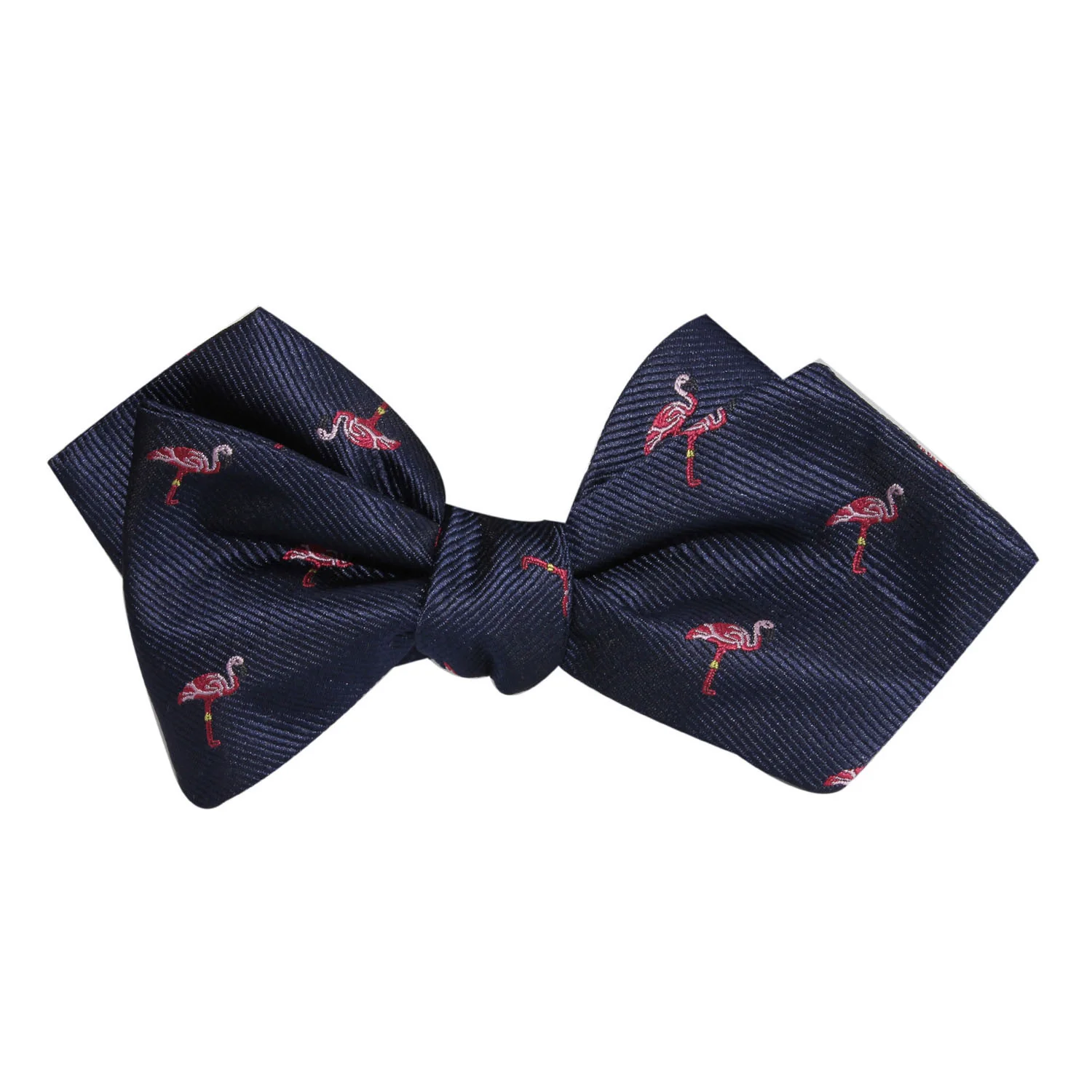 The Navy Blue Pink Flamingo Self Tie Diamond Tip Bow Tie - Image 3