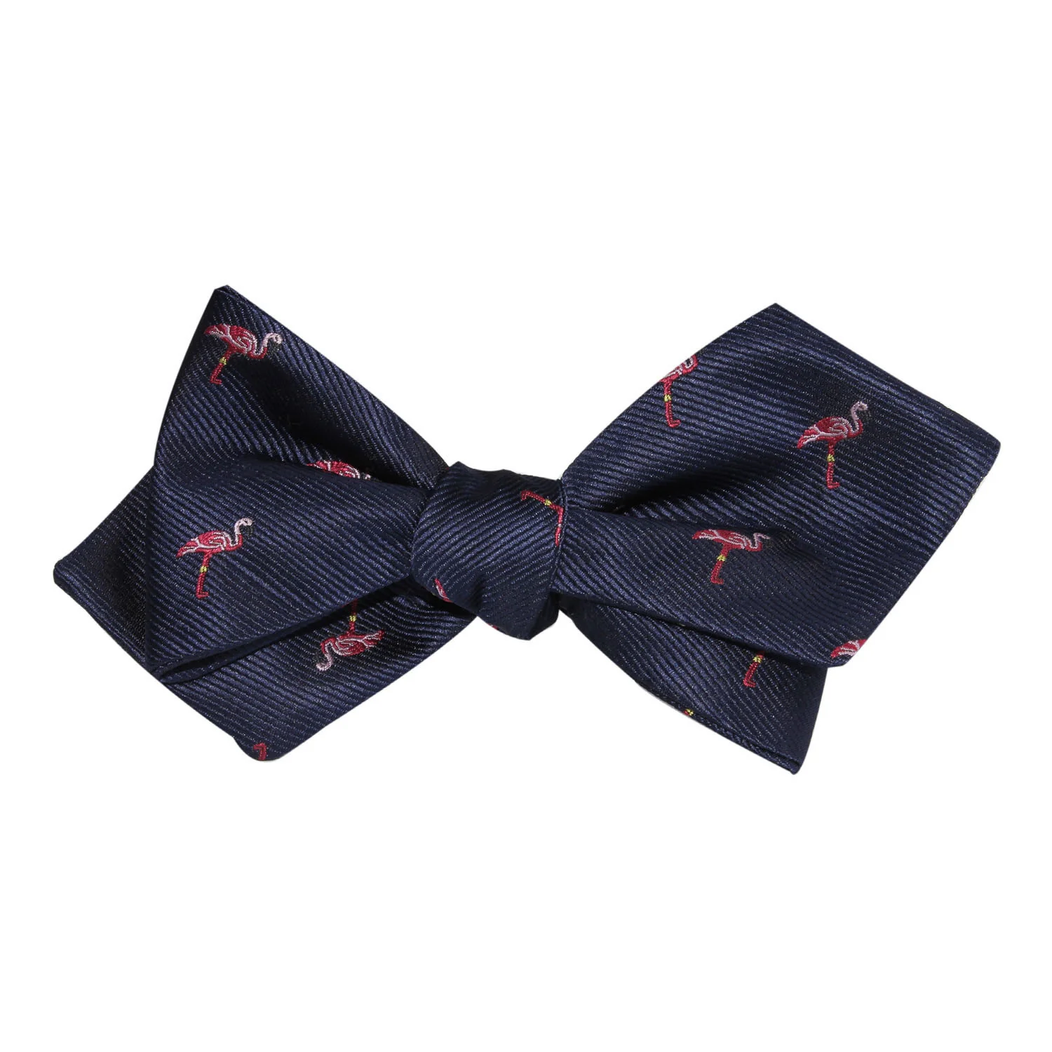 The Navy Blue Pink Flamingo Self Tie Diamond Tip Bow Tie - Image 4