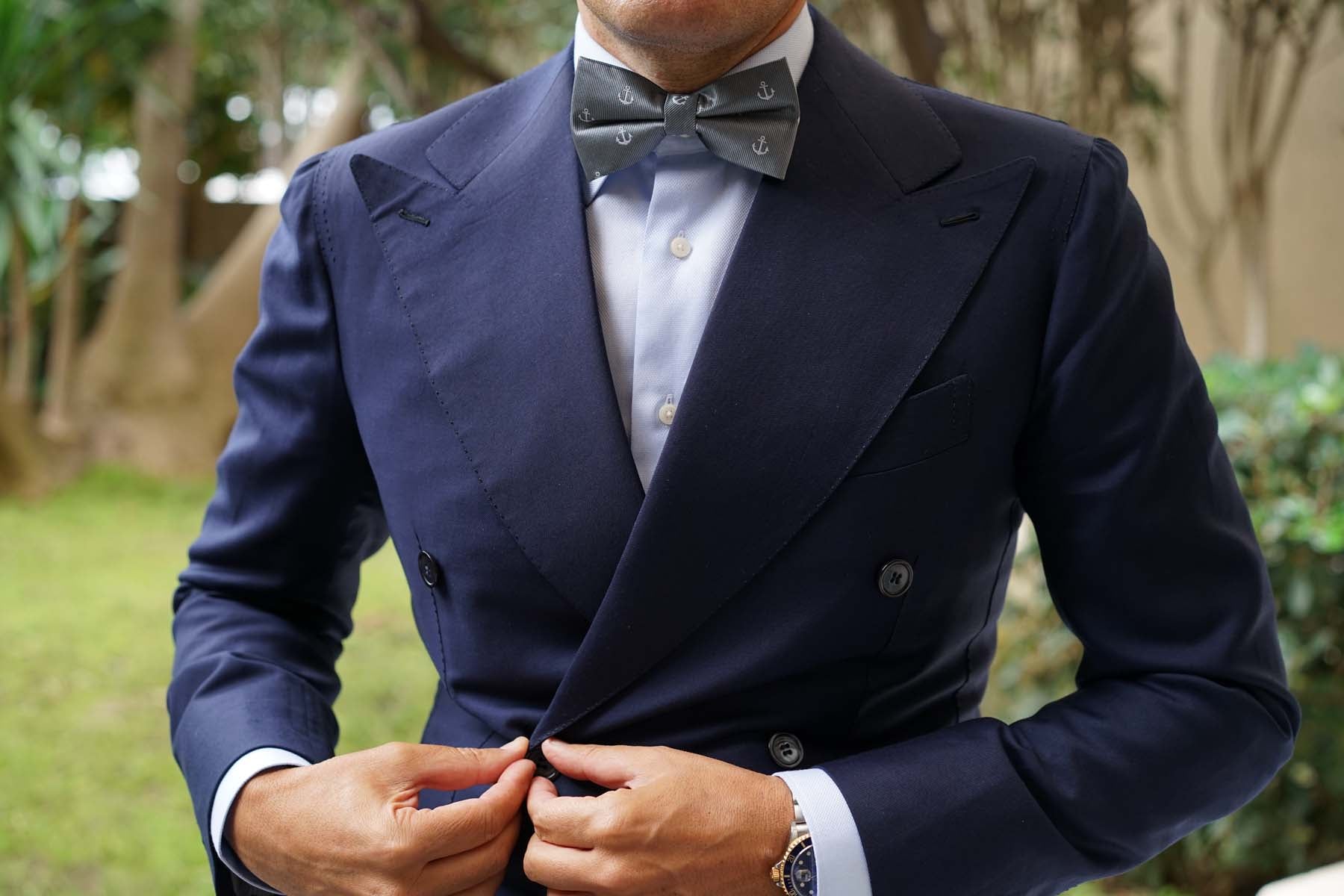 The OTAA Charcoal Grey Anchor Bow Tie - Image 6