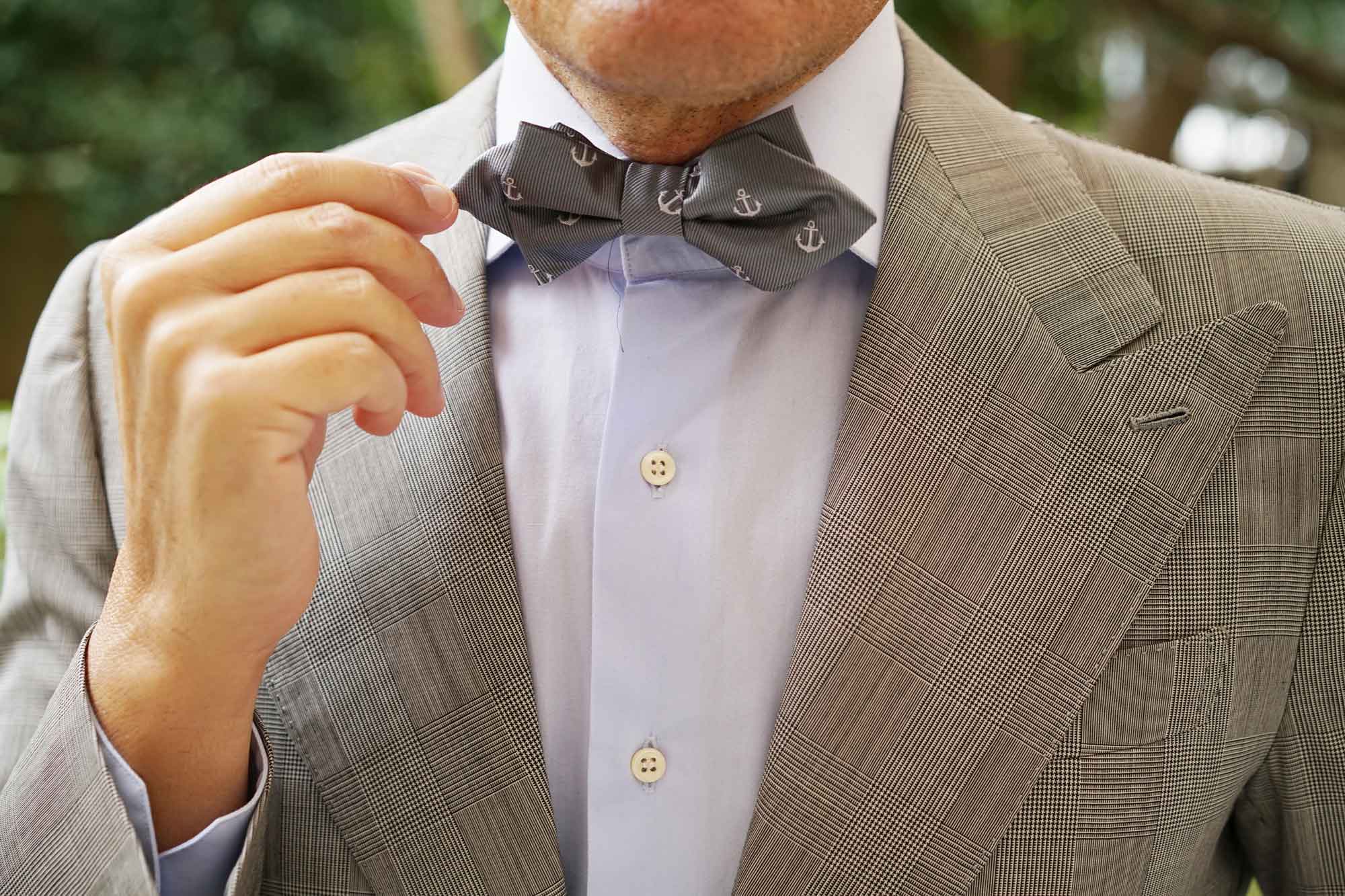 The OTAA Charcoal Grey Anchor Diamond Bow Tie - Image 4