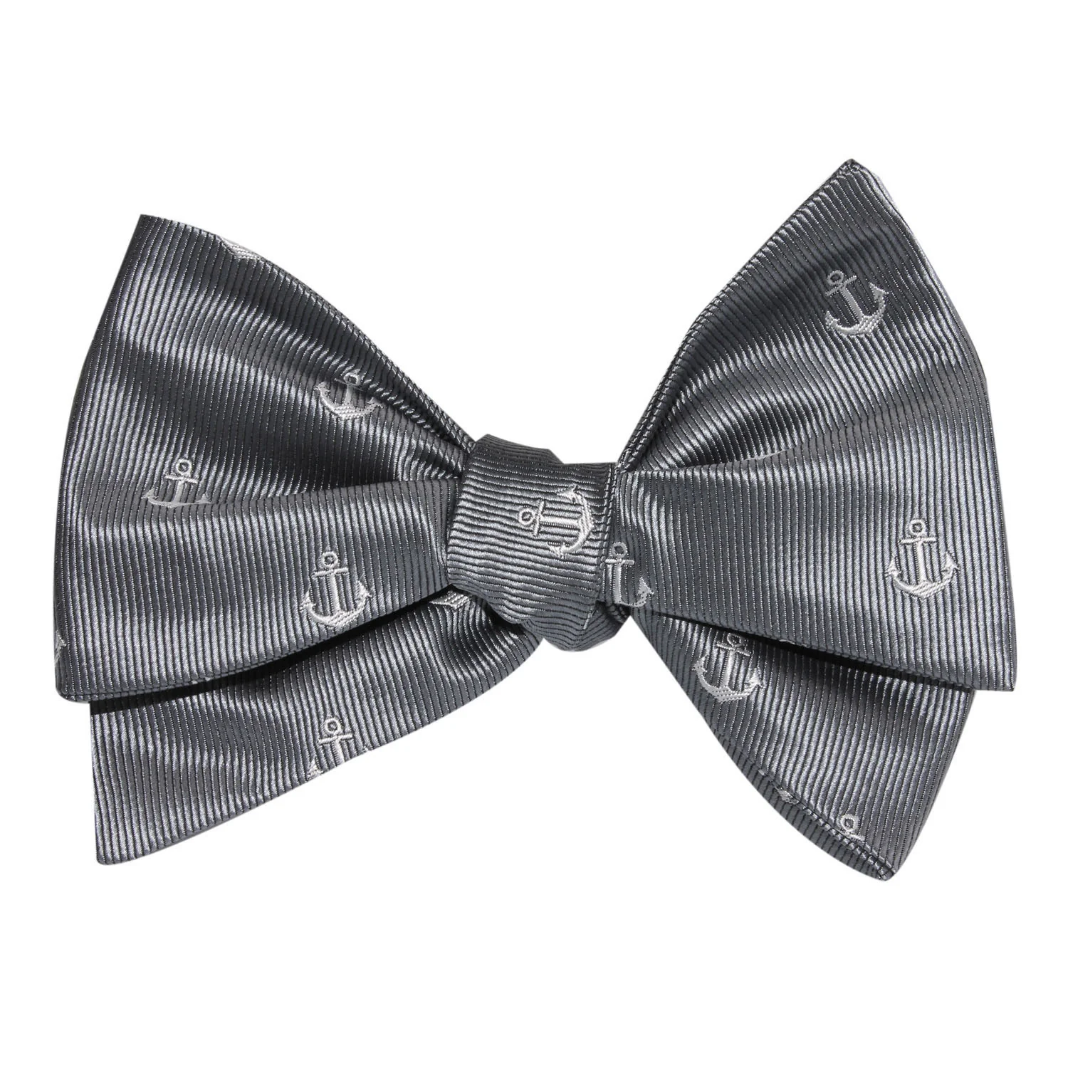The OTAA Charcoal Grey Anchor Self Tie Bow Tie - Image 3