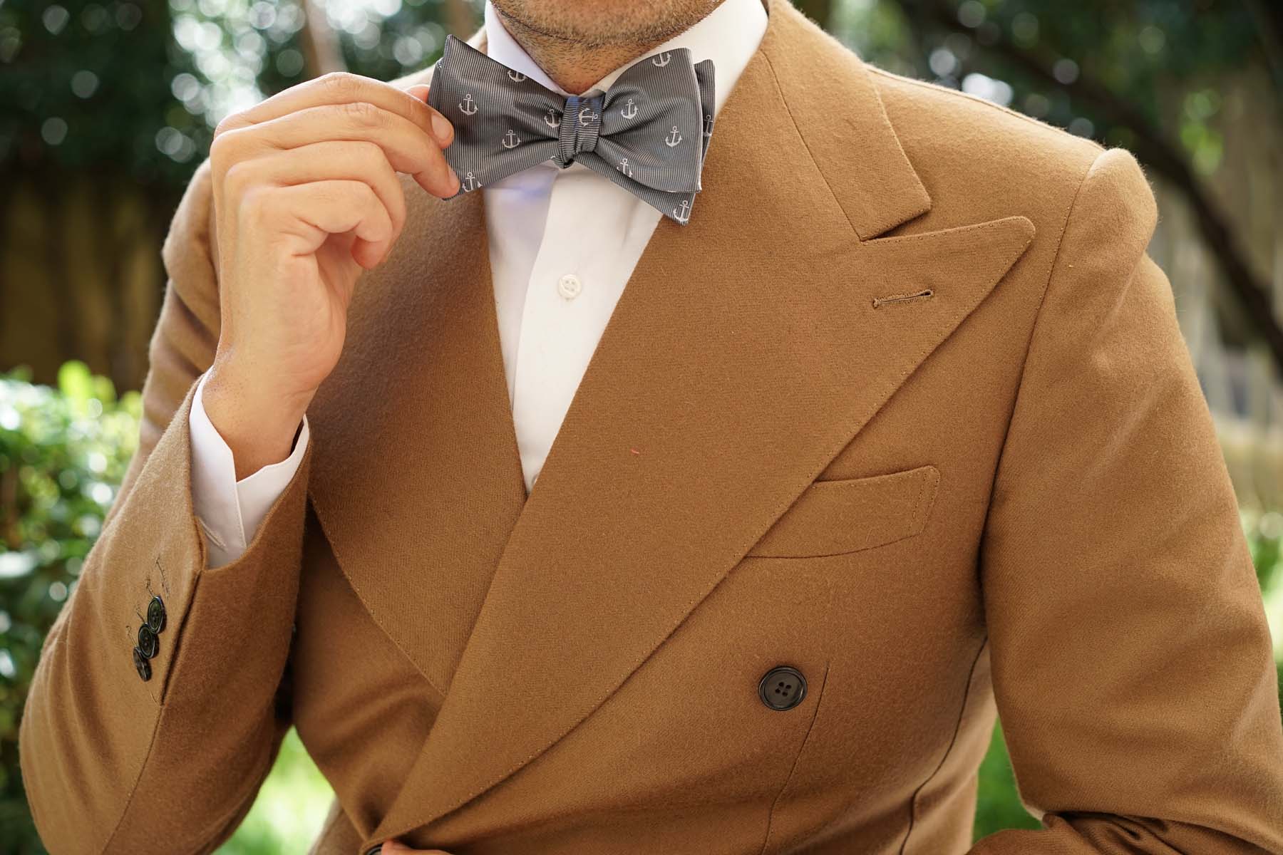 The OTAA Charcoal Grey Anchor Self Tie Bow Tie - Image 7