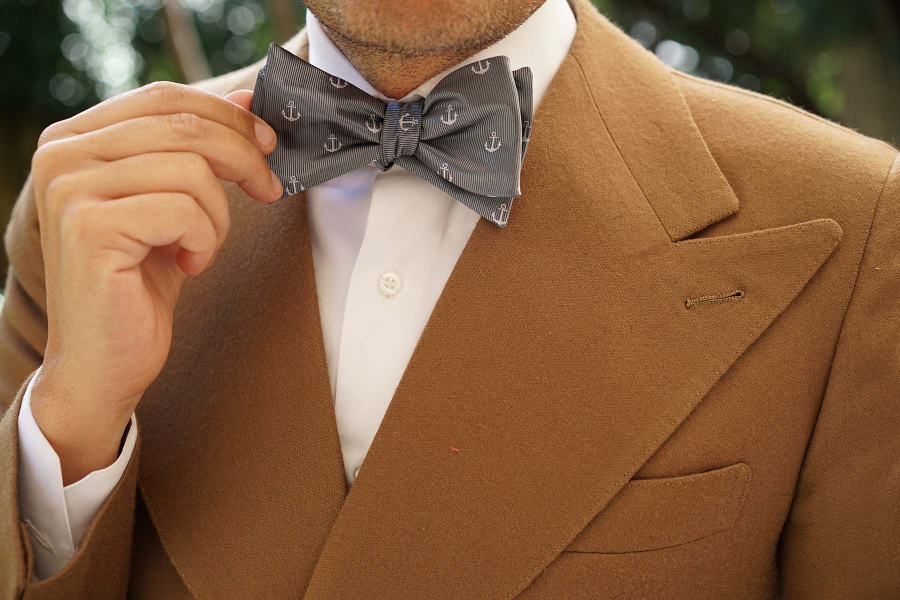 The OTAA Charcoal Grey Anchor Self Tie Bow Tie - Image 8
