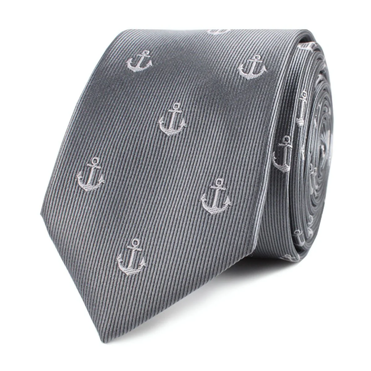 The OTAA Charcoal Grey Anchor Skinny Tie - Image 3