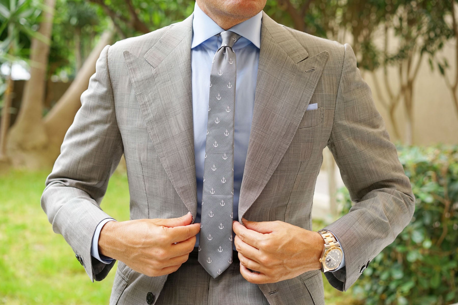 The OTAA Charcoal Grey Anchor Skinny Tie - Image 5
