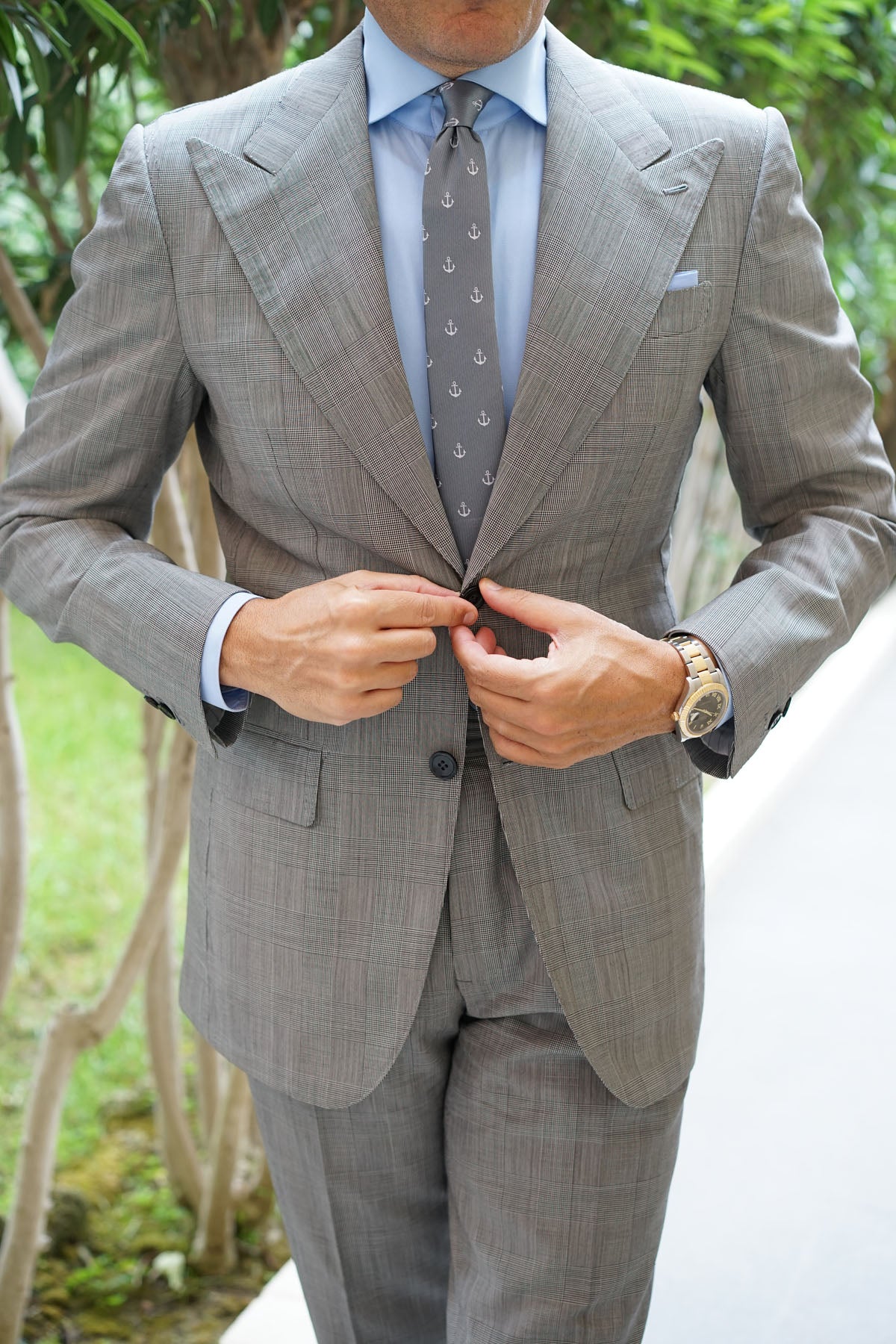 The OTAA Charcoal Grey Anchor Skinny Tie - Image 6
