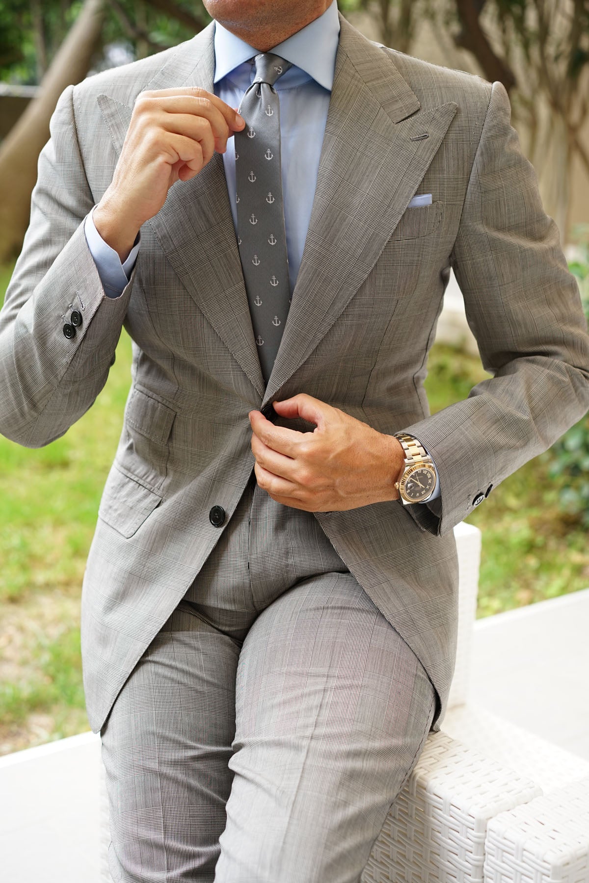 The OTAA Charcoal Grey Anchor Skinny Tie - Image 8