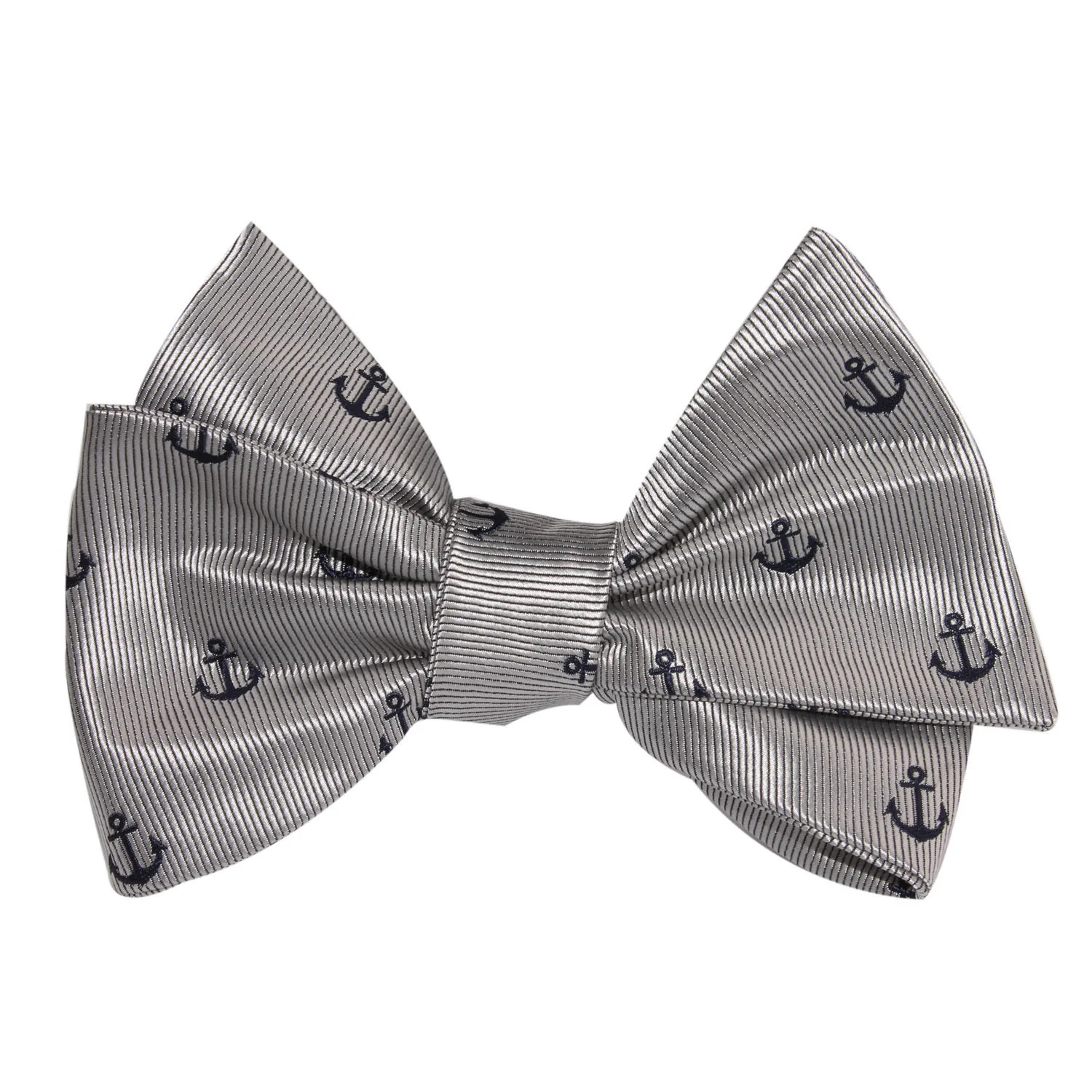 The OTAA Light Grey with Navy Blue Anchors Self Tie Bow Tie - Image 3