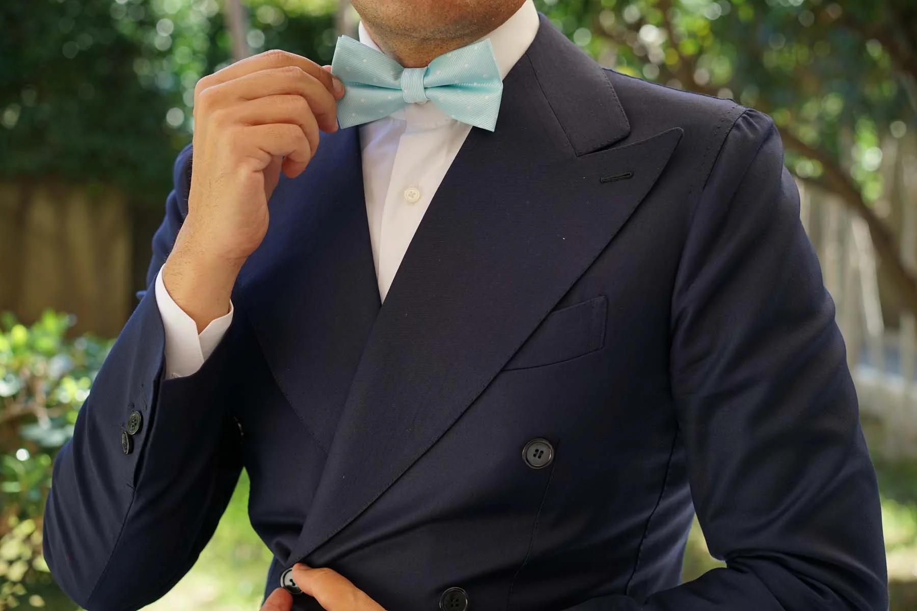 The OTAA Mint Blue with White Polka Dots Bow Tie - Image 3