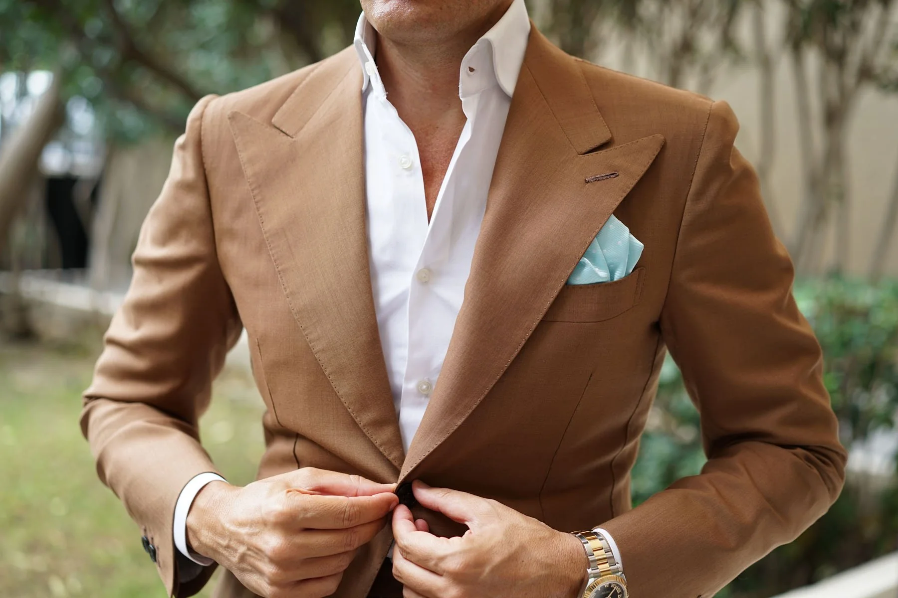The OTAA Mint Blue with White Polka Dots Pocket Square - Image 8