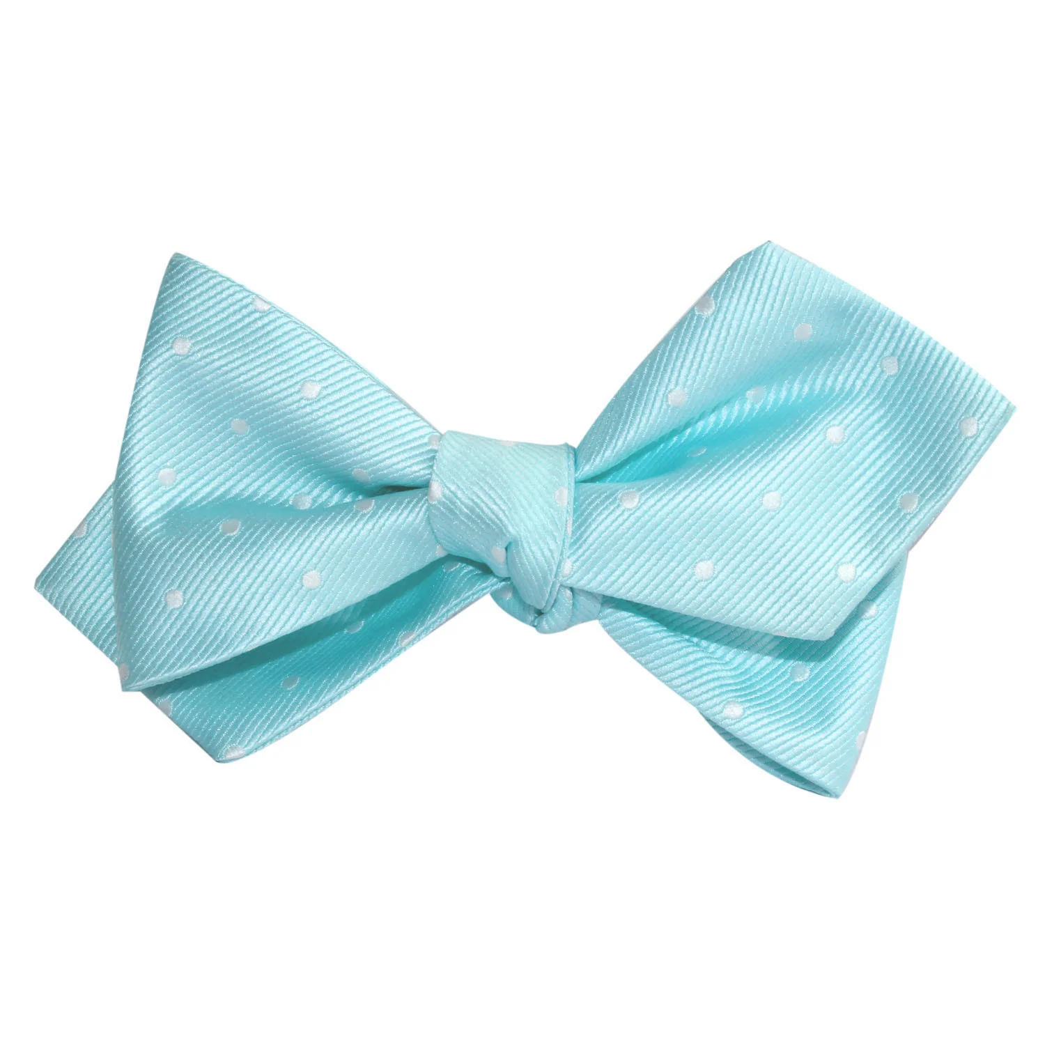 The OTAA Mint Blue with White Polka Dots Self Tie Diamond Tip Bow Tie - Image 4
