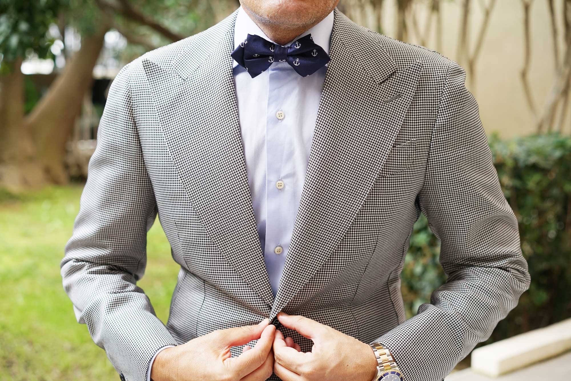 The OTAA Navy Blue Anchor Diamond Bow Tie - Image 2