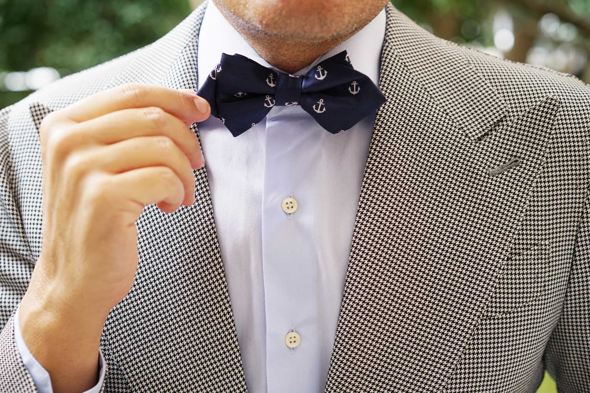 The OTAA Navy Blue Anchor Diamond Bow Tie - Image 6
