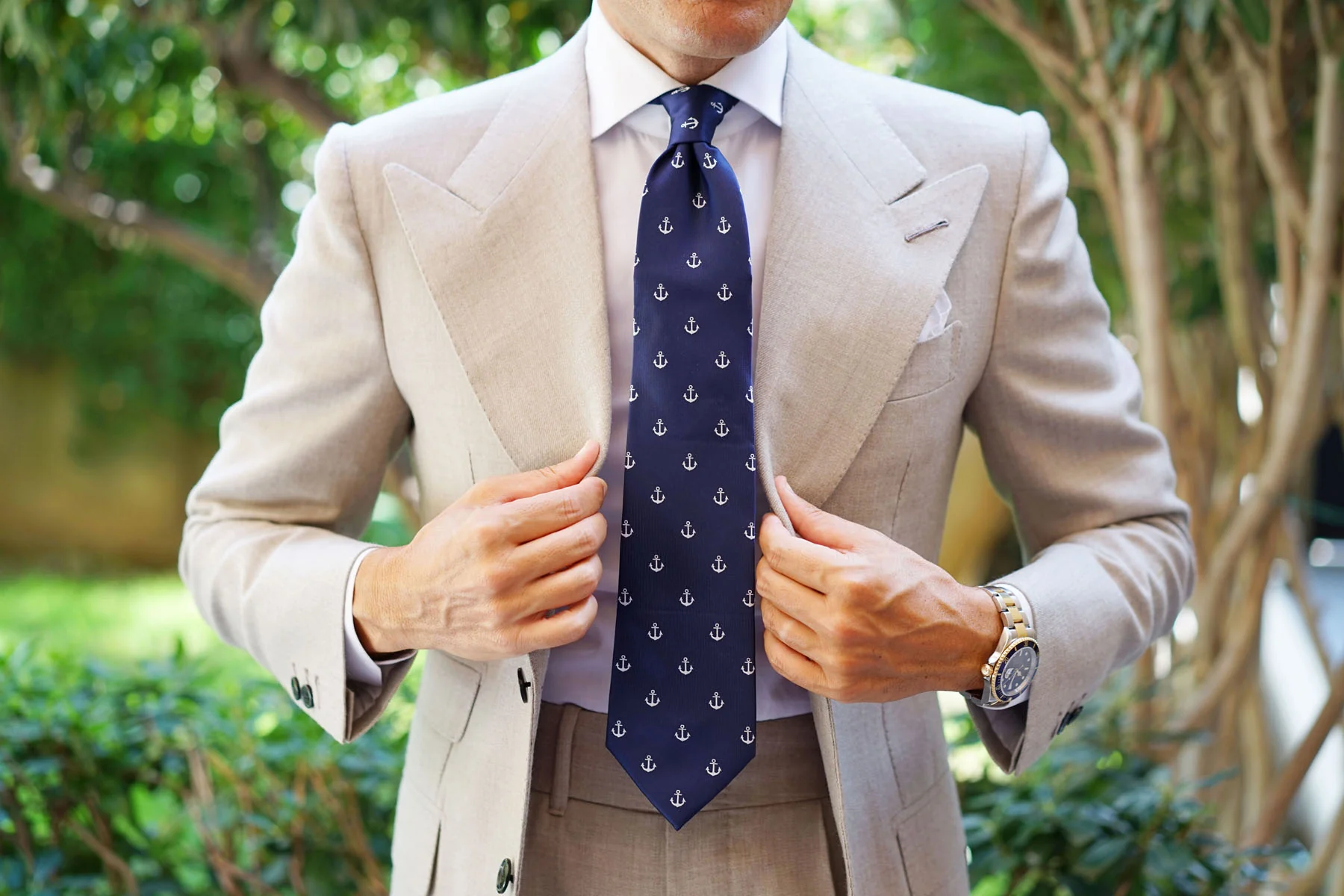 The OTAA Navy Blue Anchor Necktie - Image 11