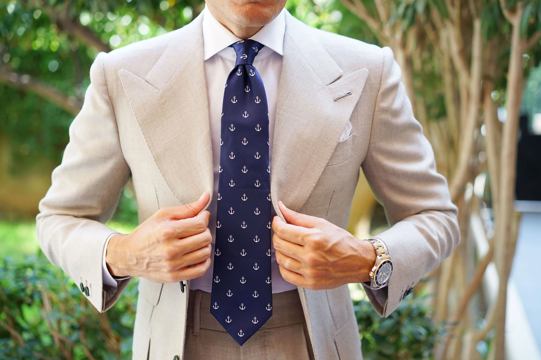 The OTAA Navy Blue Anchor Necktie - Image 13
