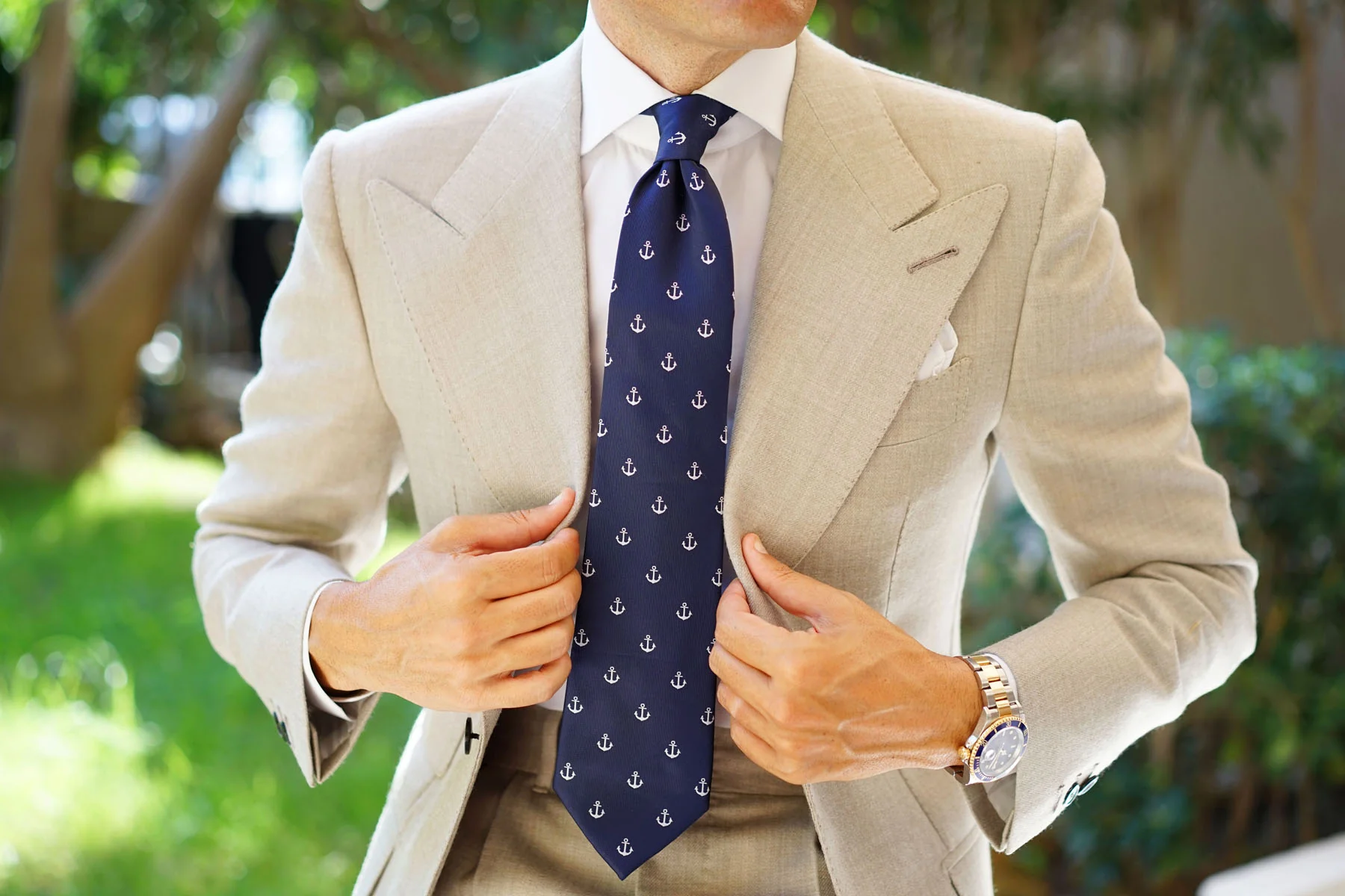 The OTAA Navy Blue Anchor Necktie - Image 5