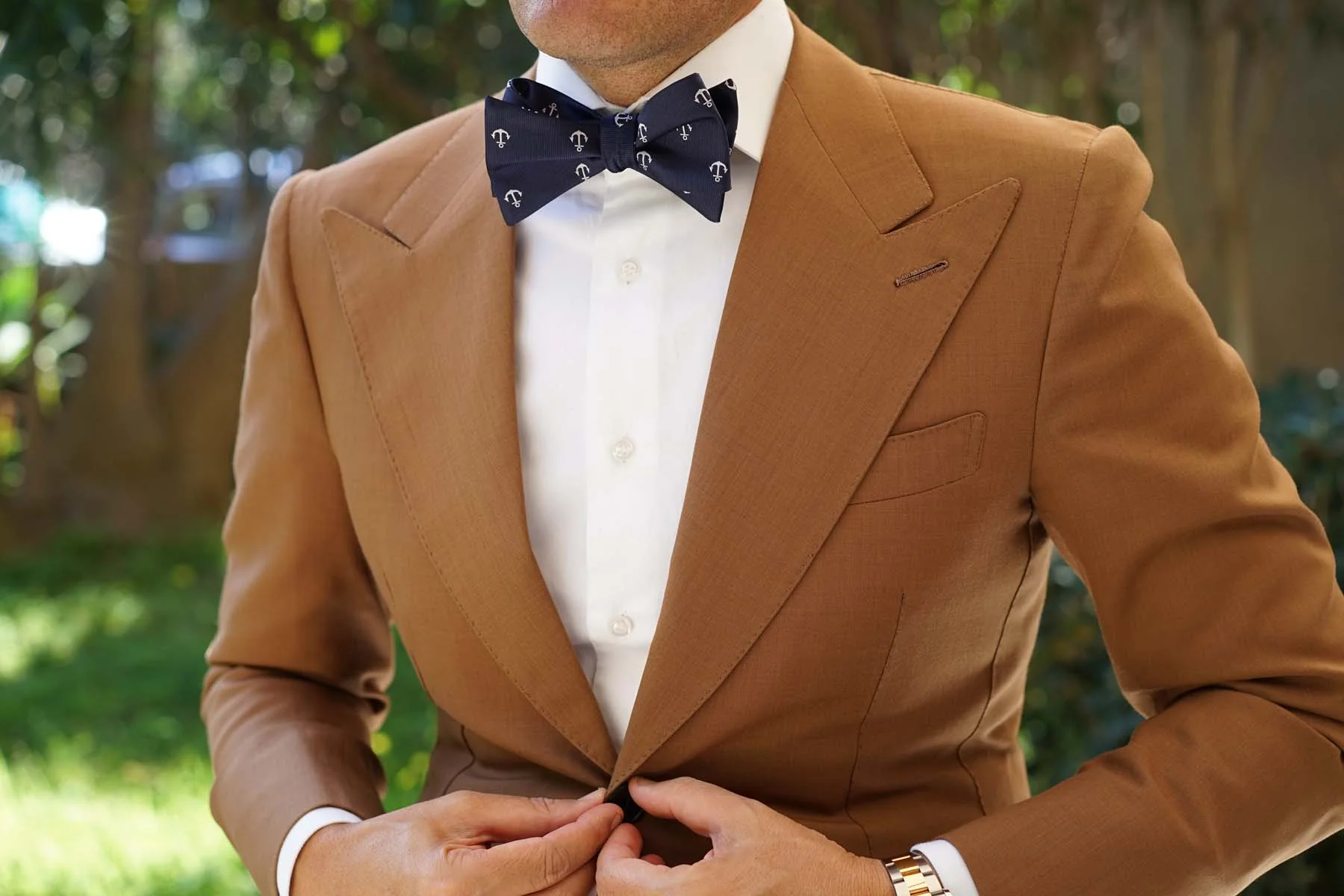 The OTAA Navy Blue Anchor Self Tie Bow Tie - Image 6