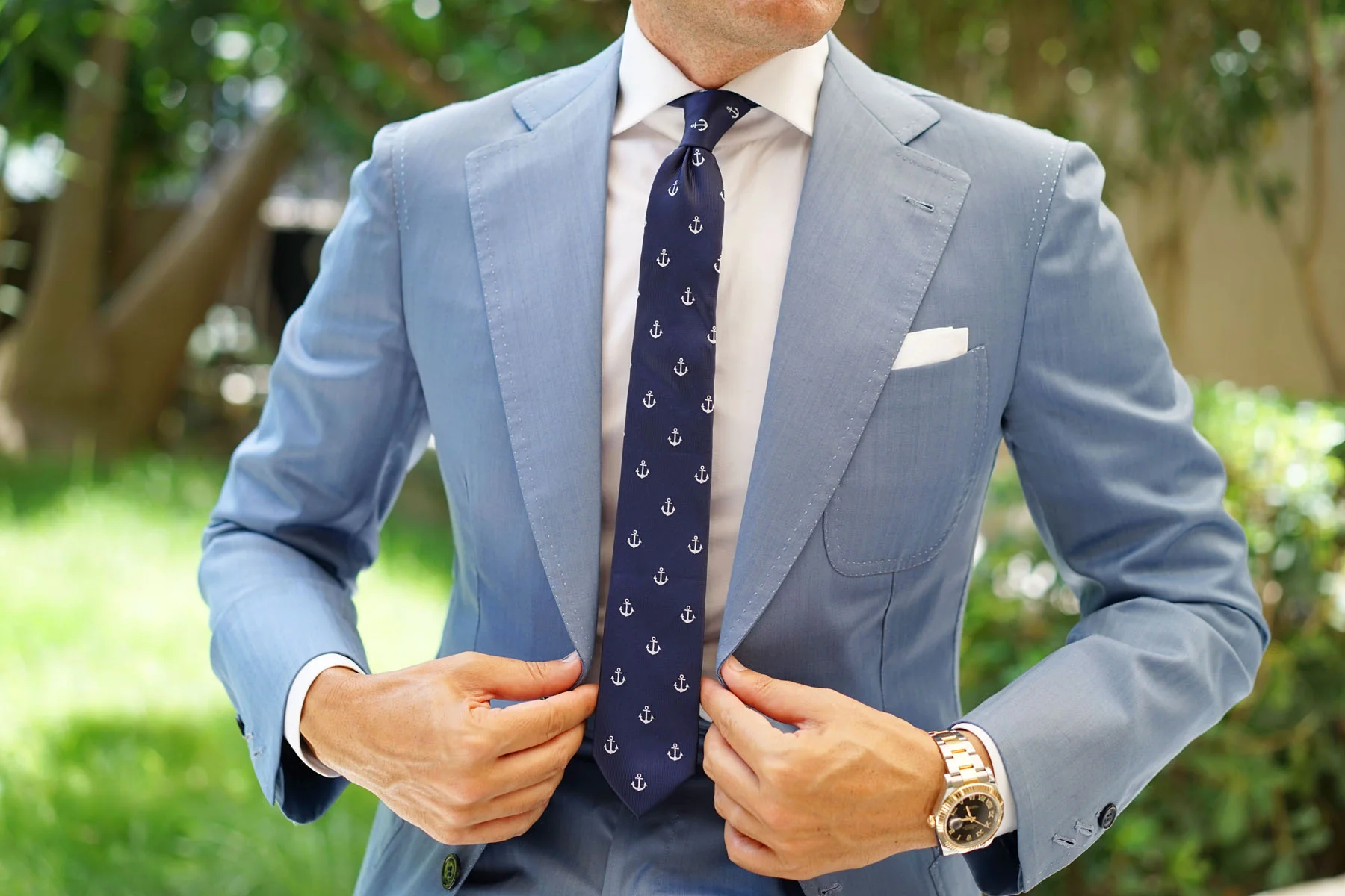 The OTAA Navy Blue Anchor Skinny Tie - Image 5
