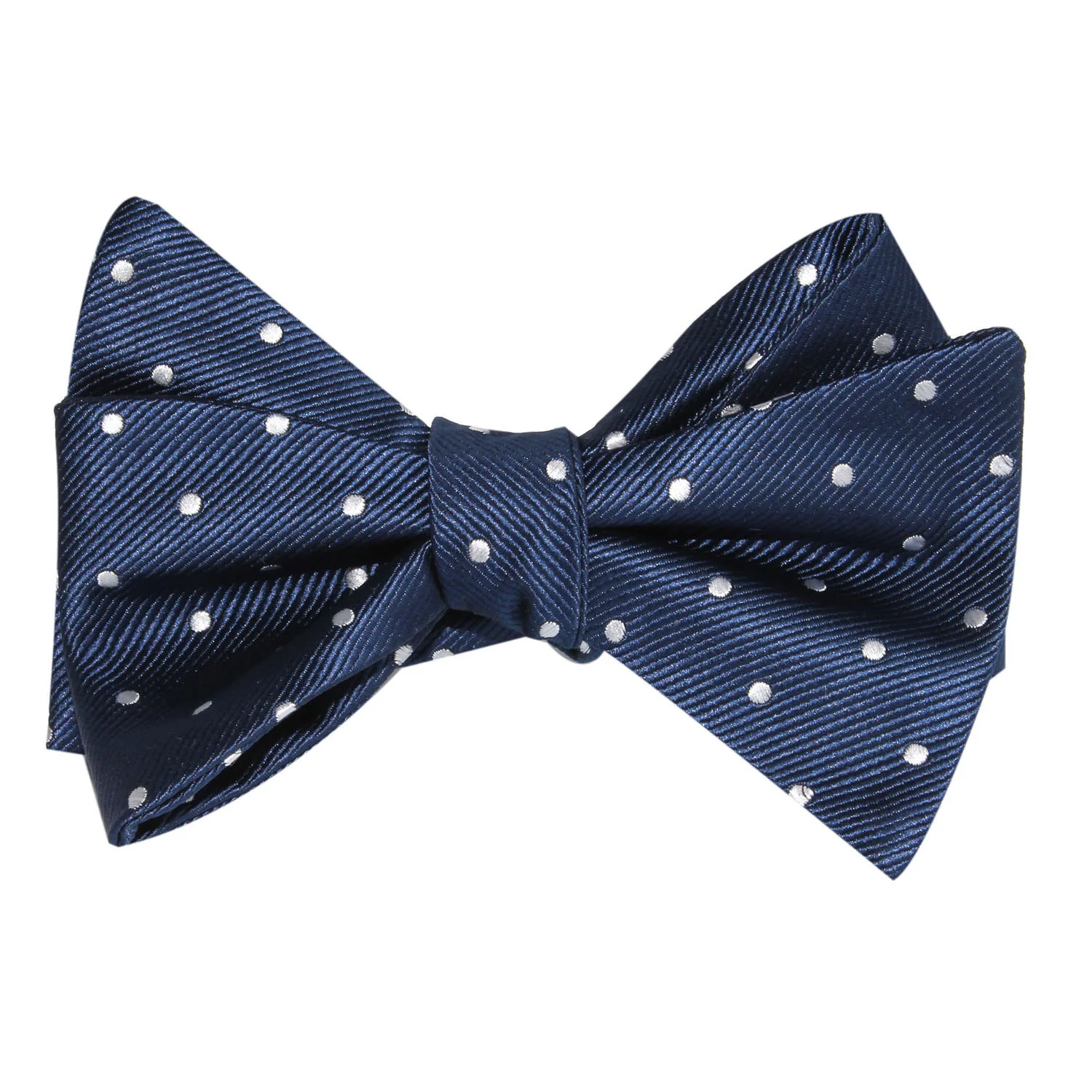 The OTAA Navy Blue with White Polka Dots Self Tie Bow Tie - Image 3