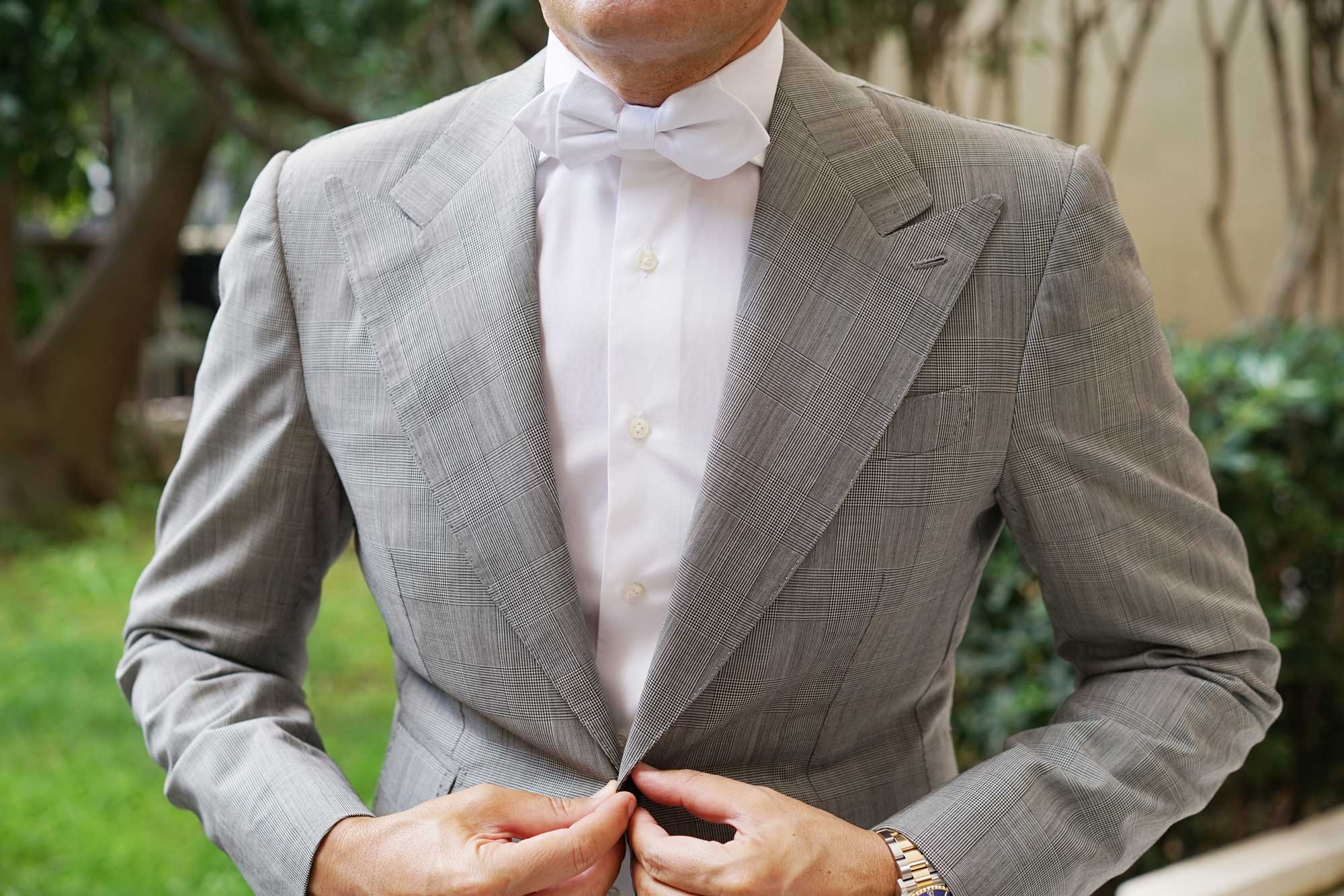 The OTAA White Cotton Diamond Bow Tie - Image 3