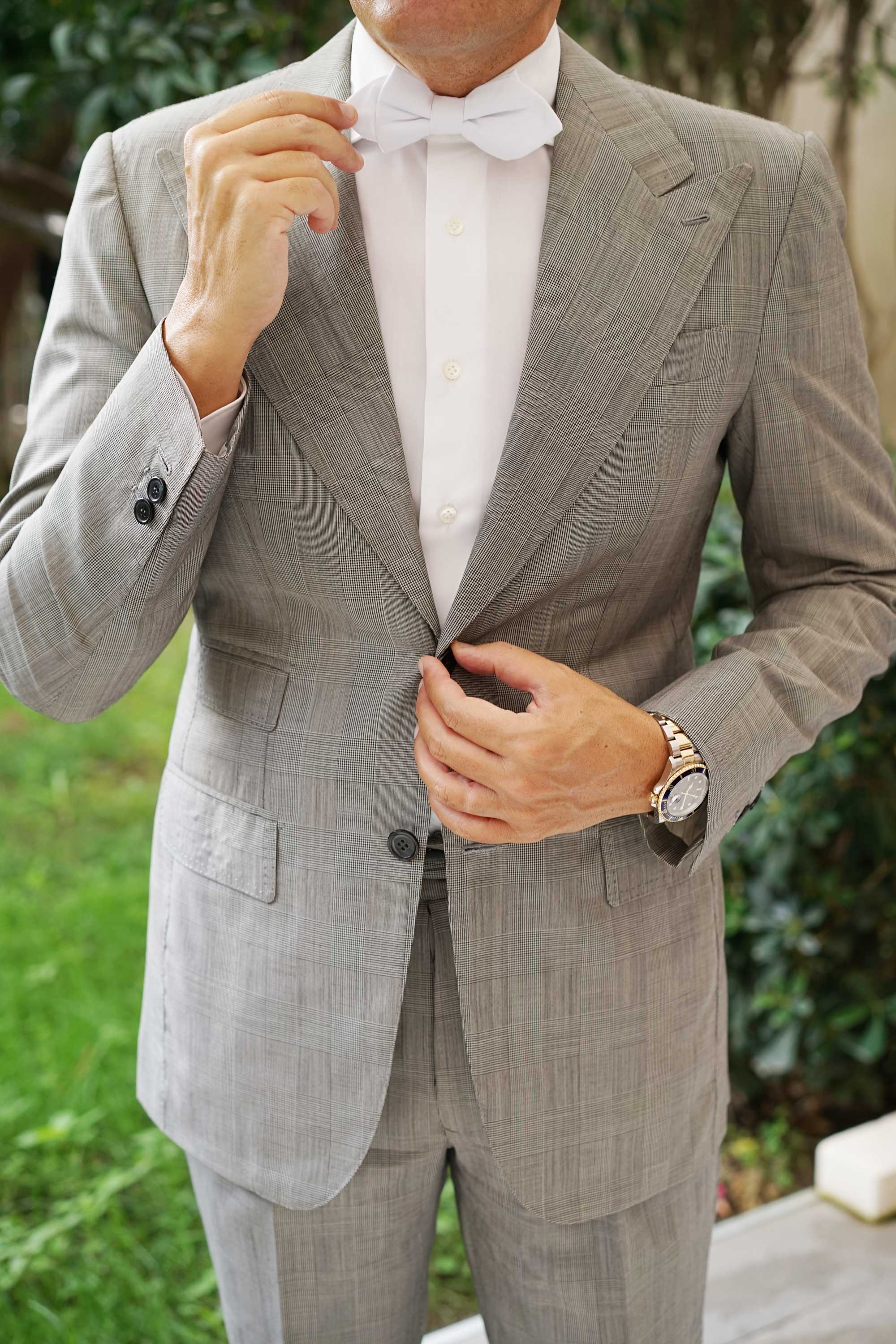 The OTAA White Cotton Diamond Bow Tie - Image 4