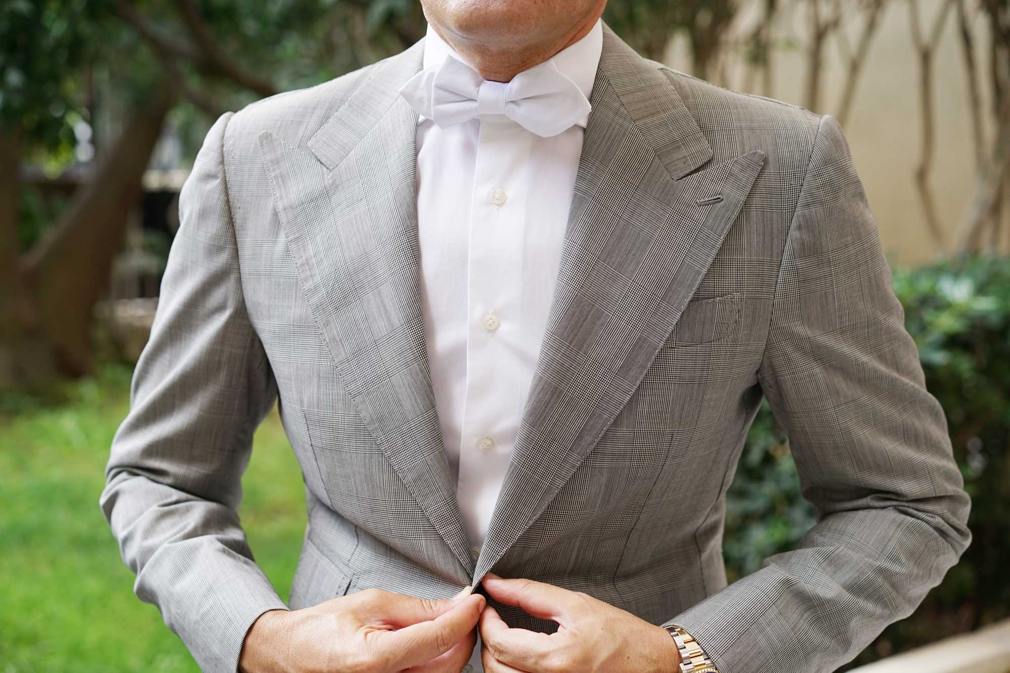 The OTAA White Cotton Diamond Bow Tie - Image 5
