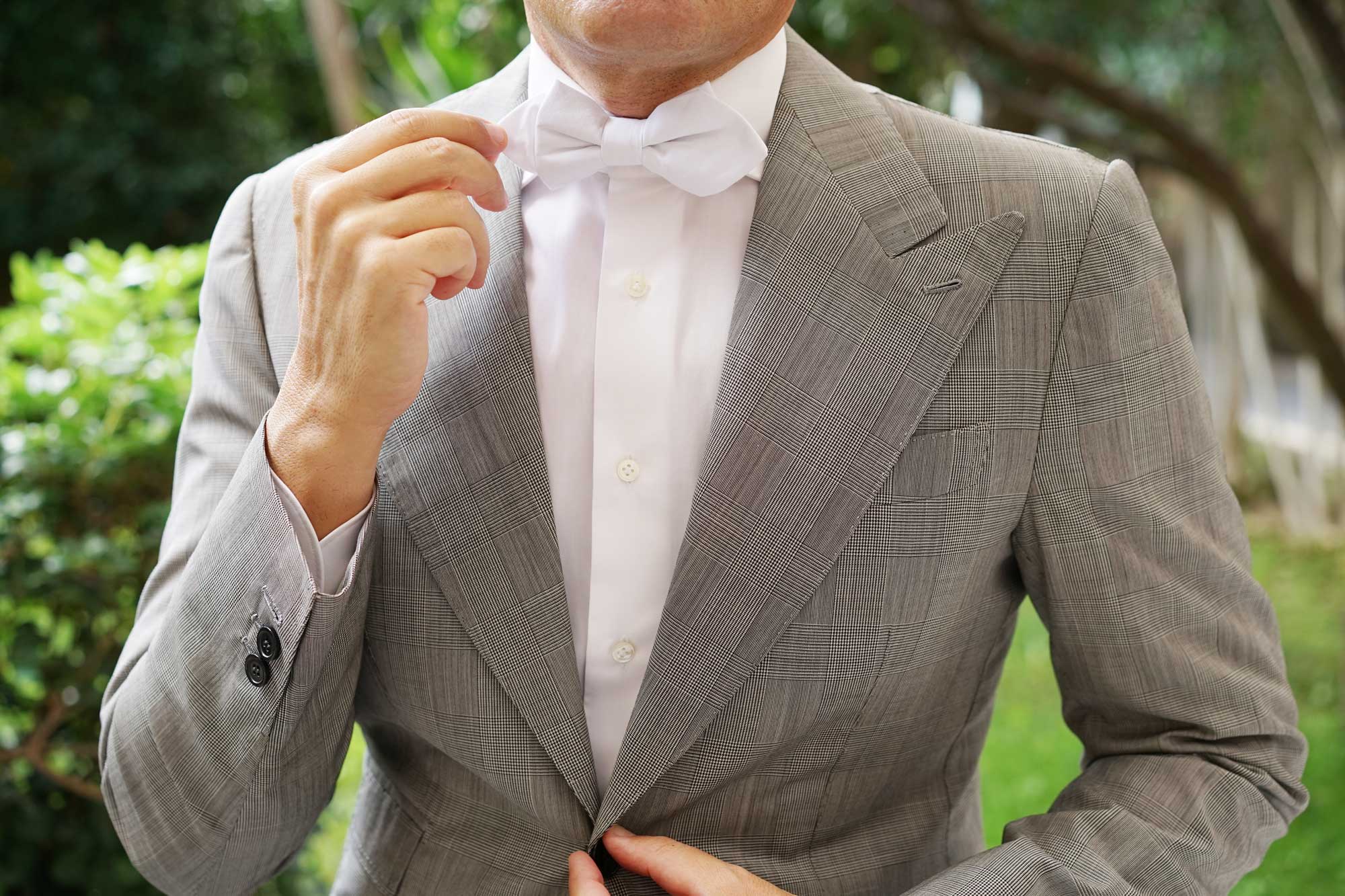 The OTAA White Cotton Diamond Bow Tie - Image 6