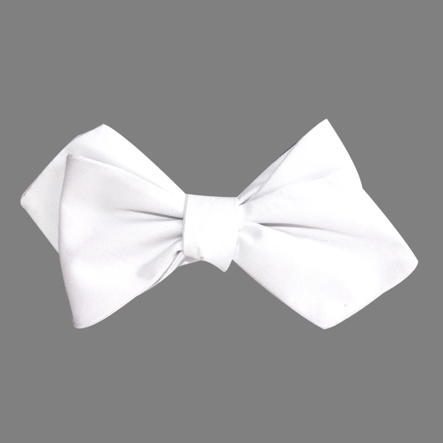The OTAA White Cotton Self Tie Diamond Tip Bow Tie - Image 2