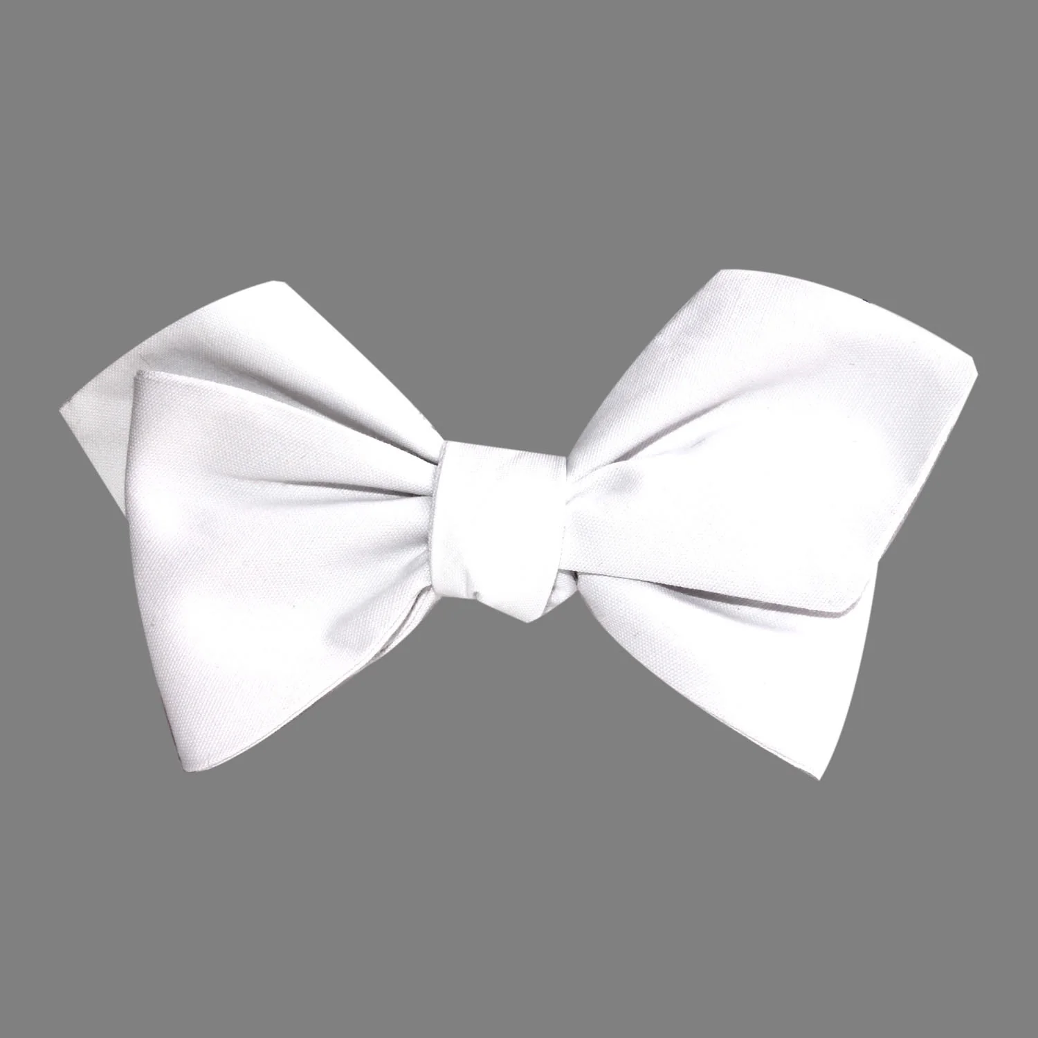 The OTAA White Cotton Self Tie Diamond Tip Bow Tie - Image 3