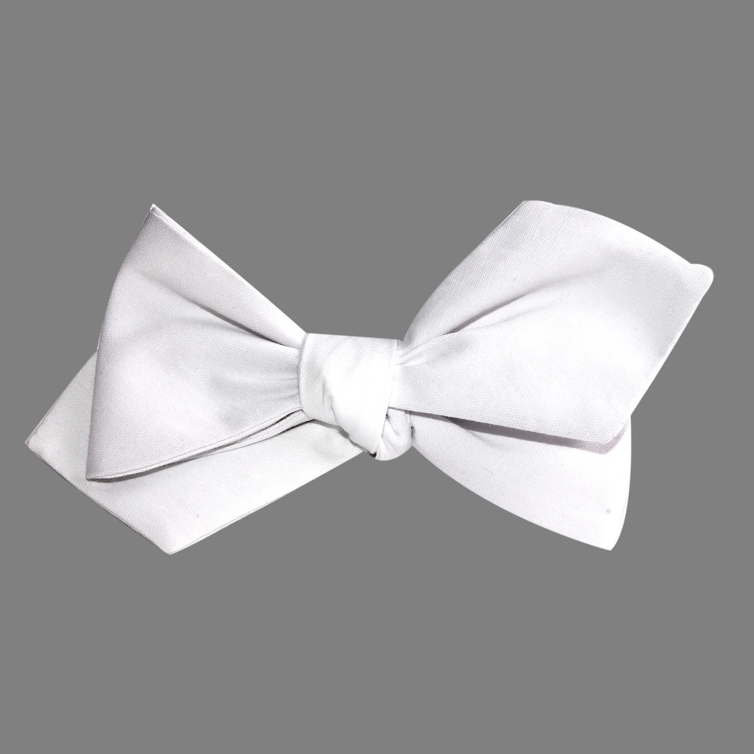The OTAA White Cotton Self Tie Diamond Tip Bow Tie - Image 4