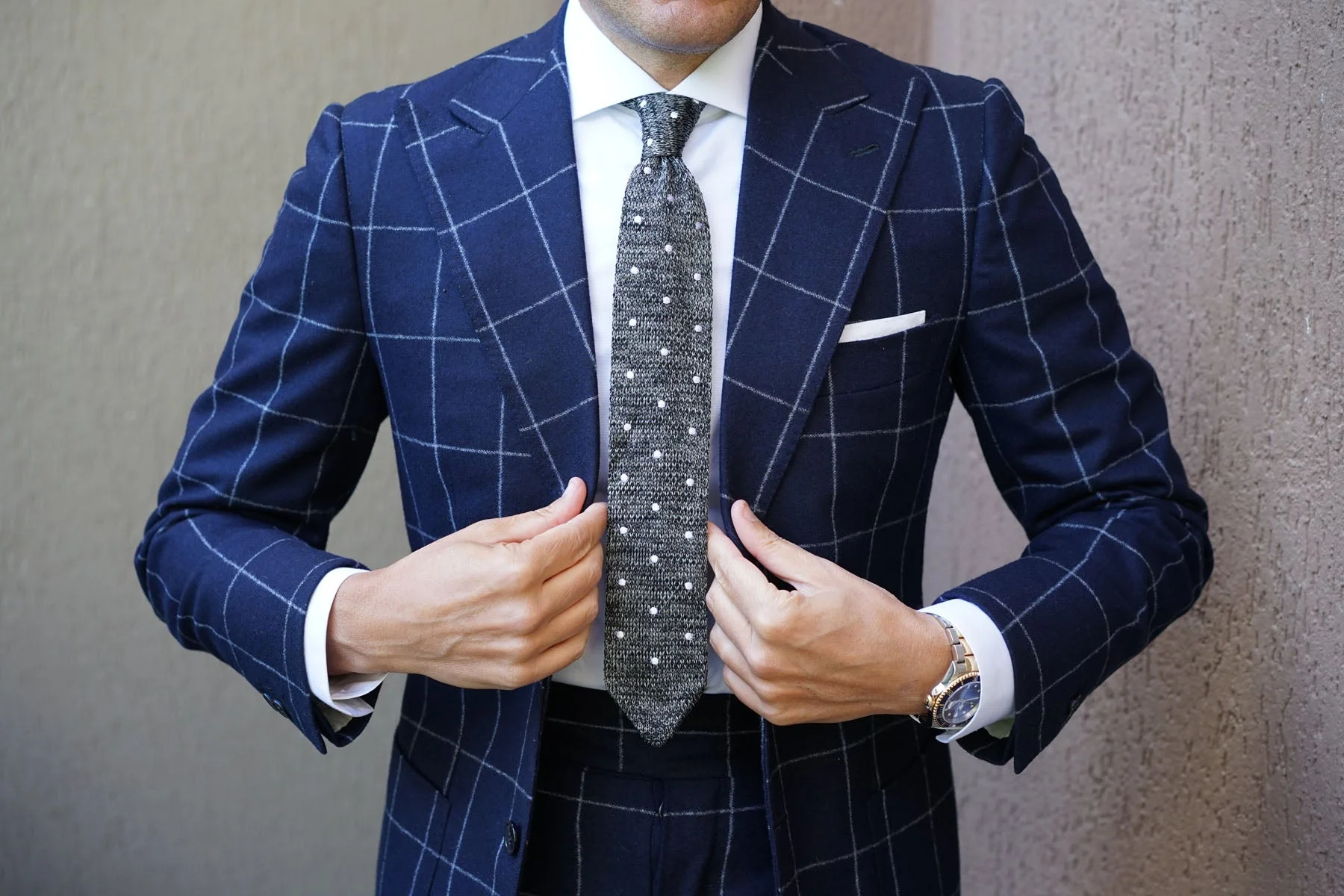 The Raven Polka Dot Knitted Tie - Image 10
