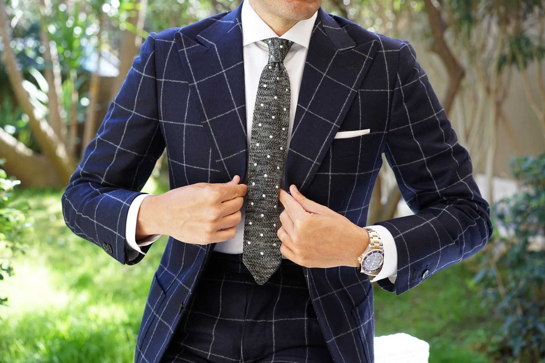 The Raven Polka Dot Knitted Tie - Image 3