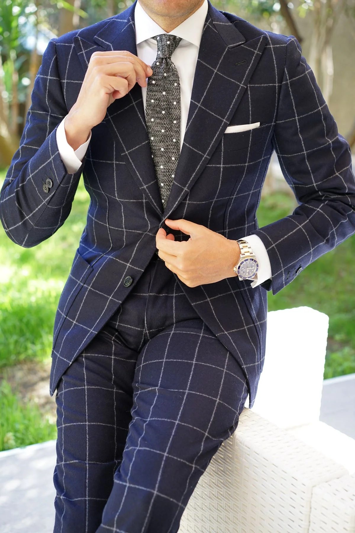 The Raven Polka Dot Knitted Tie - Image 4