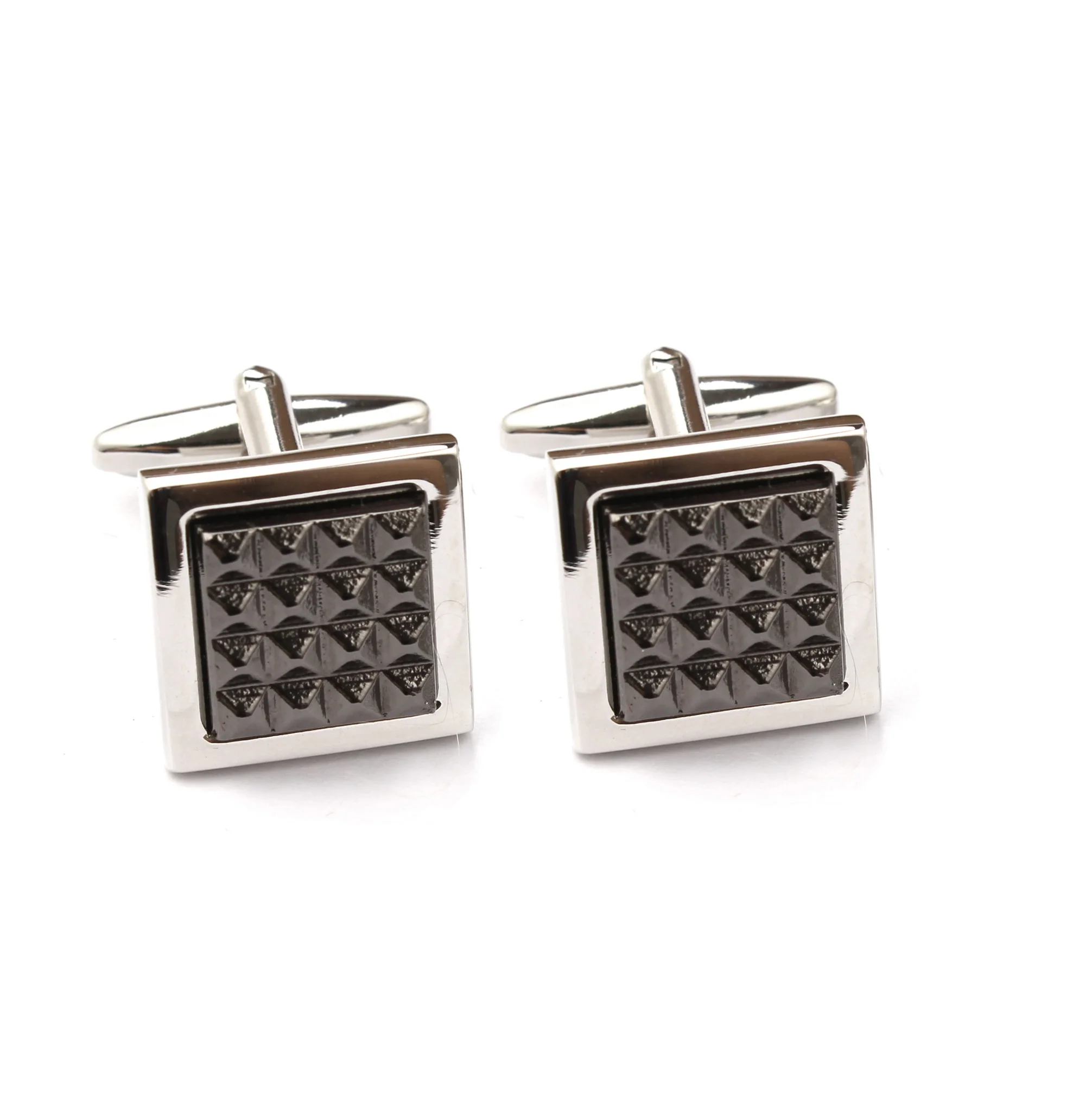The Silver with Gunmetal Egyptian Pyramids Cufflinks - Image 2
