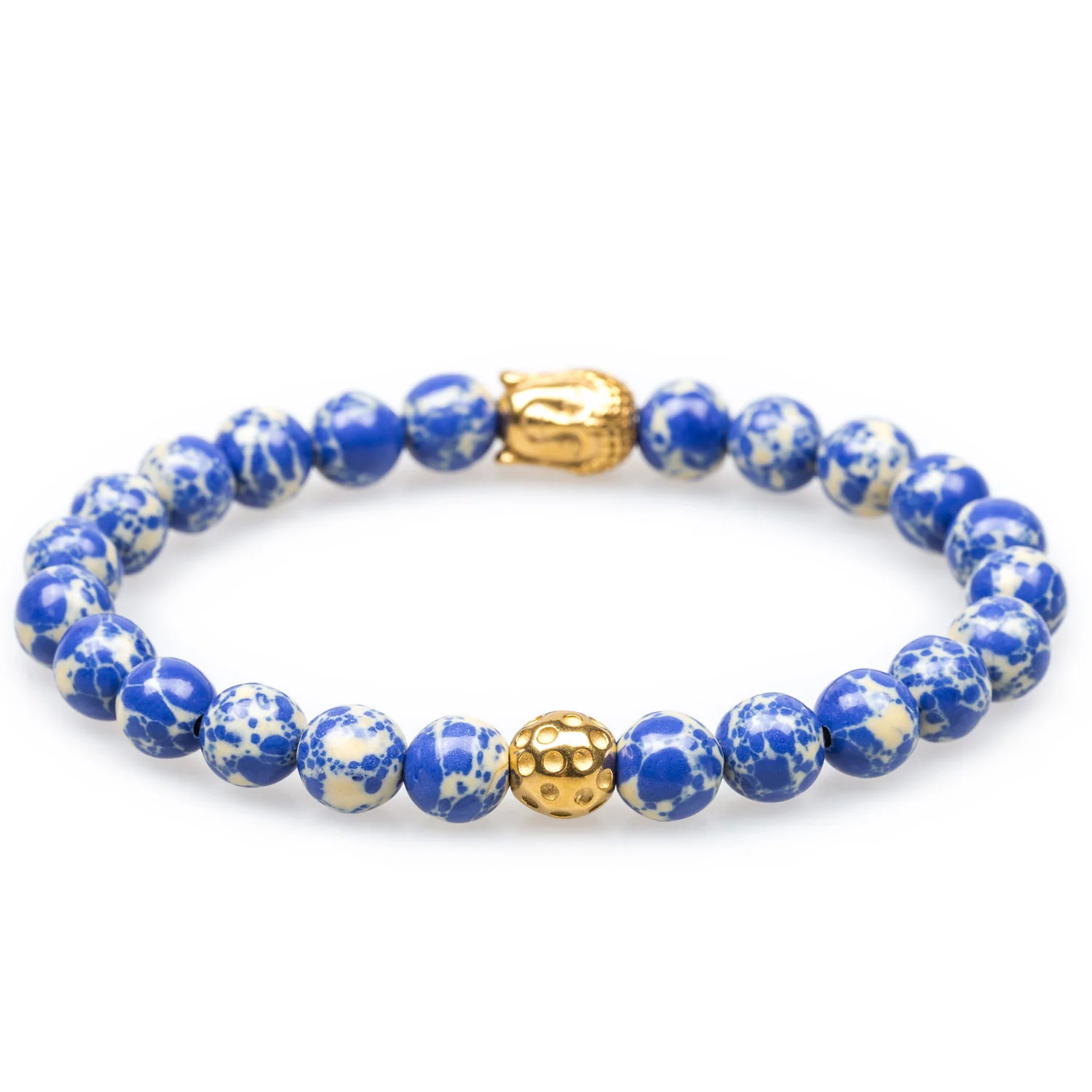 Tibetan Sodalite Gold Buddha Bracelet - Image 2