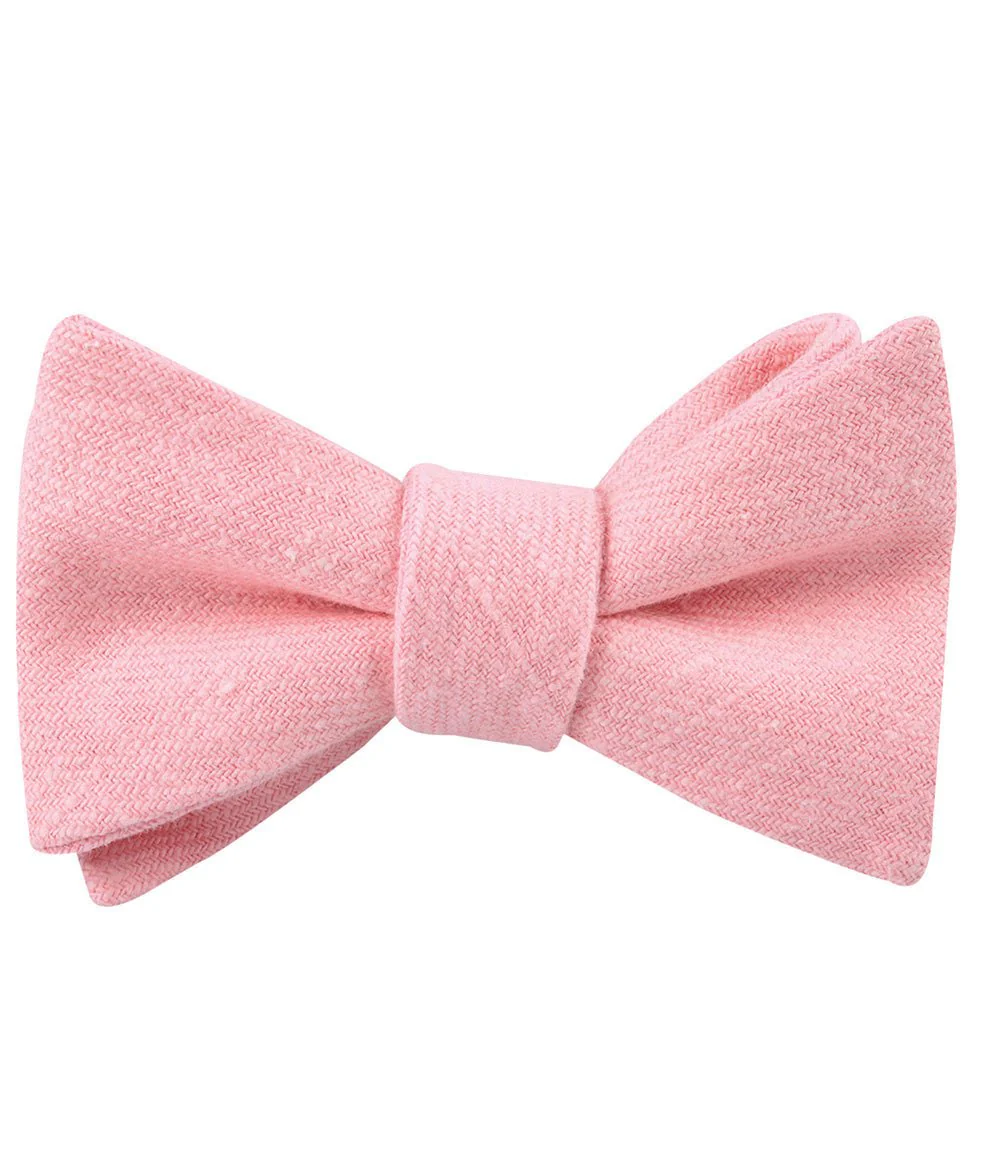 Tickled Pink Chevron Linen Self Bow Tie - Image 2