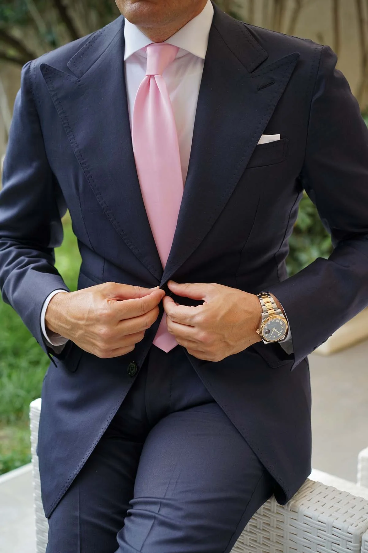 Tickled Pink Satin Necktie - Image 7