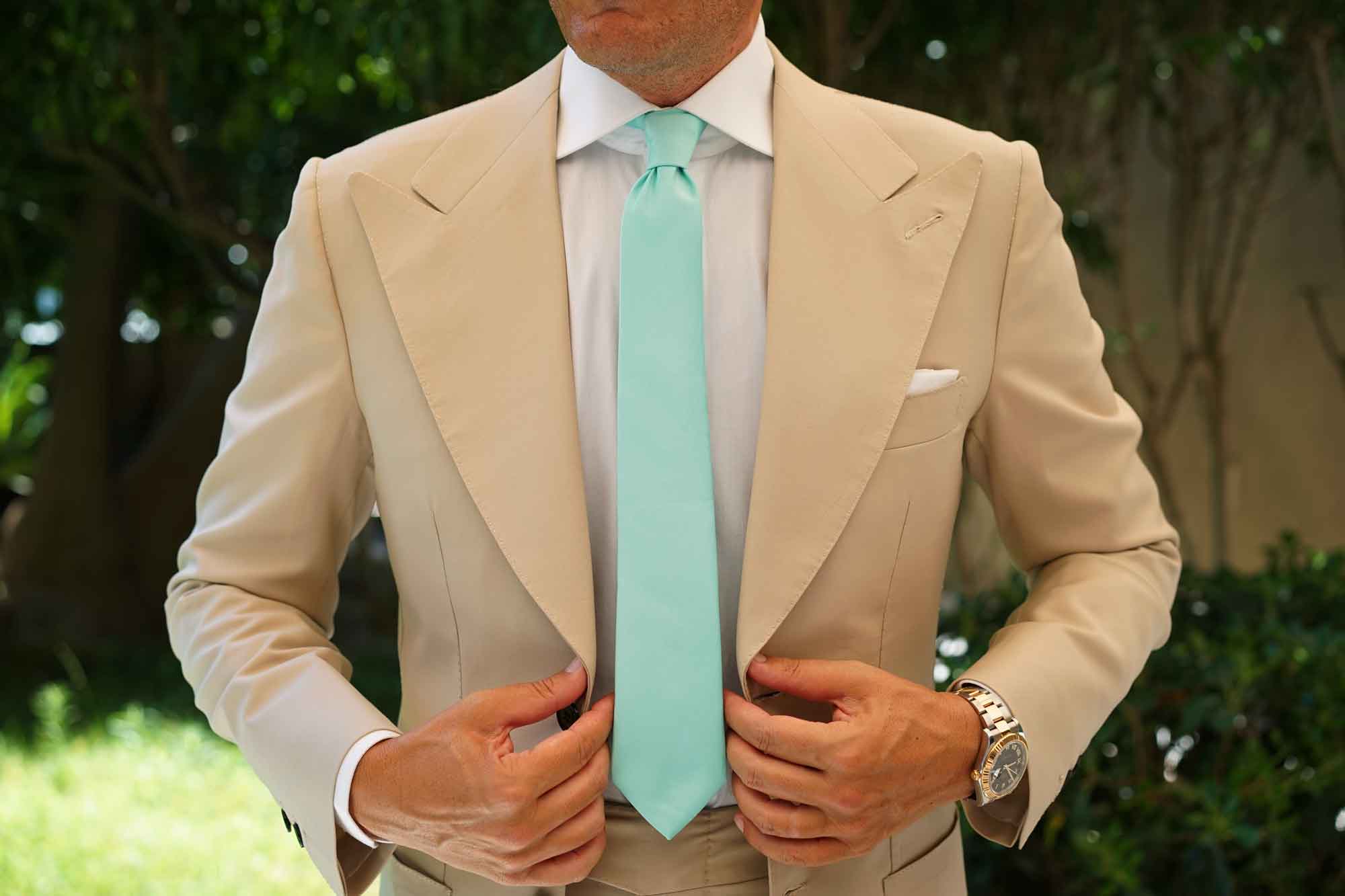 Tiffany Turquoise Spa Satin Skinny Tie - Image 6