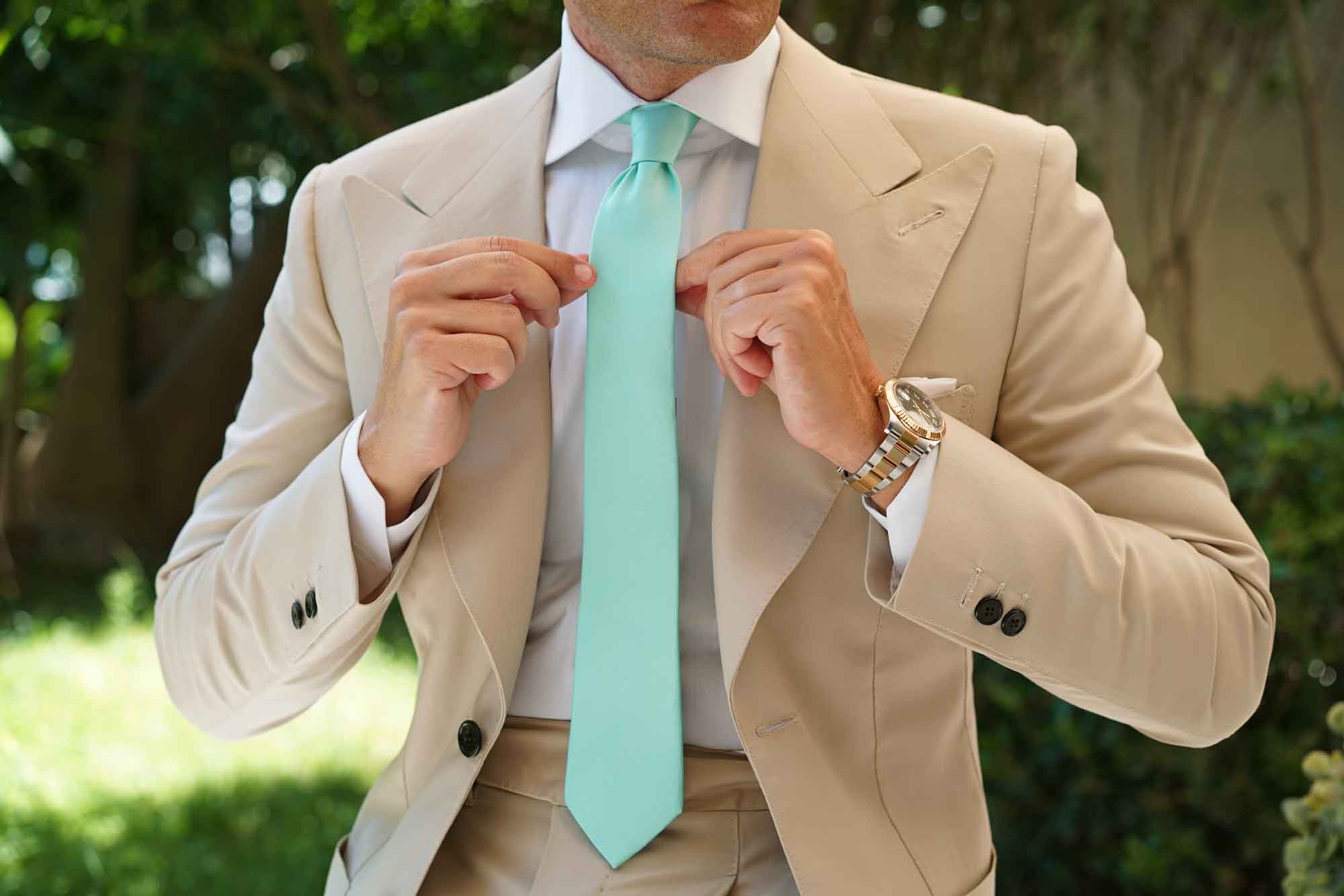Tiffany Turquoise Spa Satin Skinny Tie - Image 8
