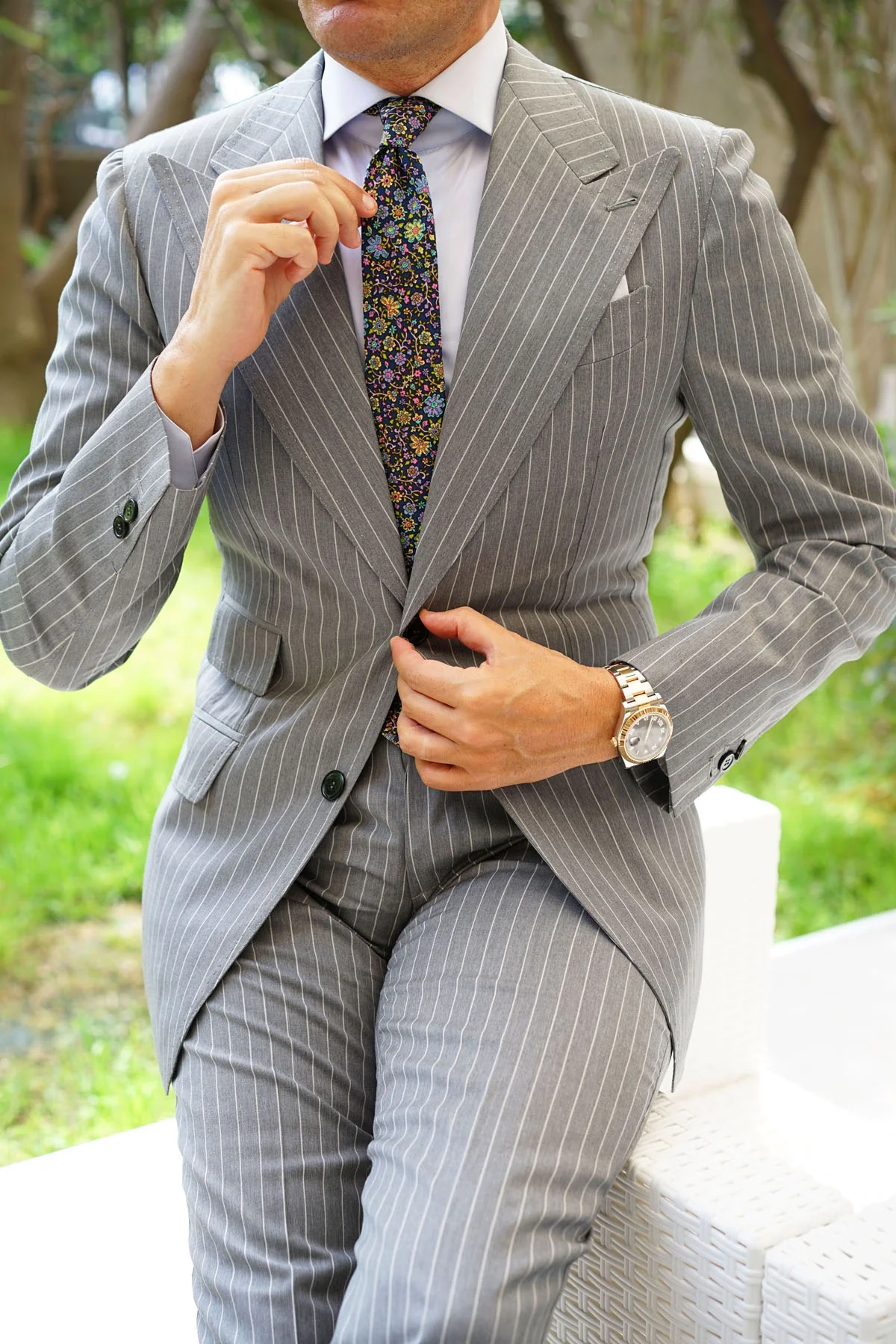Tomba di Dante Floral Skinny Tie - Image 8