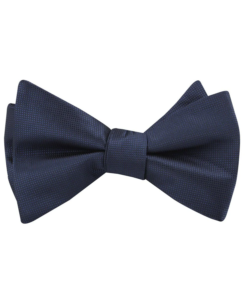 Trivieres Navy Blue Diamond Self Bow Tie - Image 2