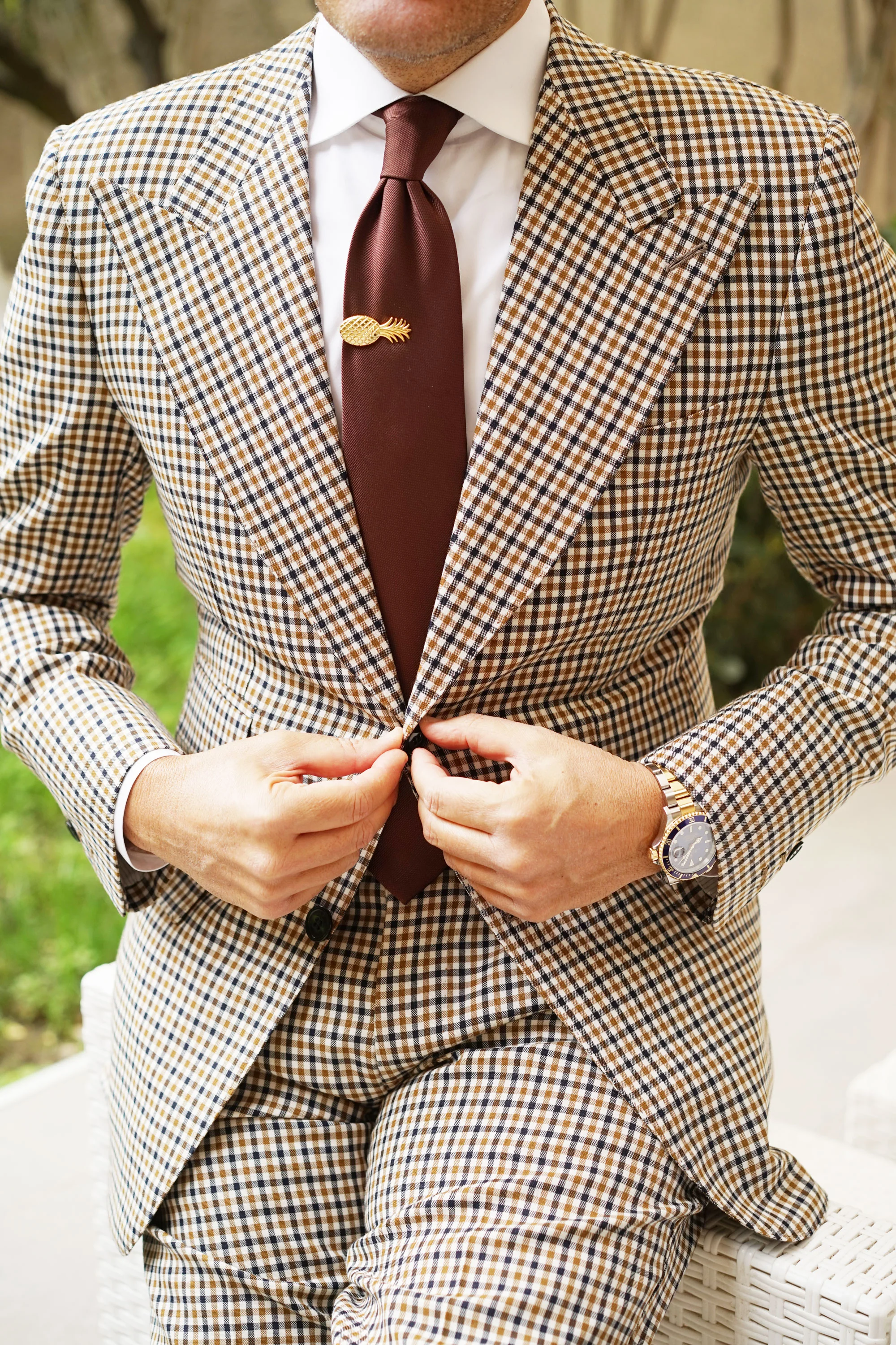 Tropical Pineapple Gold Tie Bar - Image 6