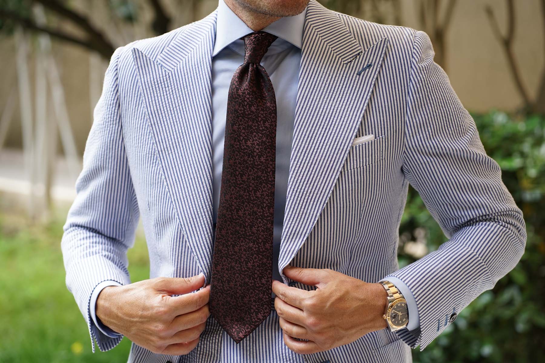 Truffle Brown Floral Necktie - Image 4